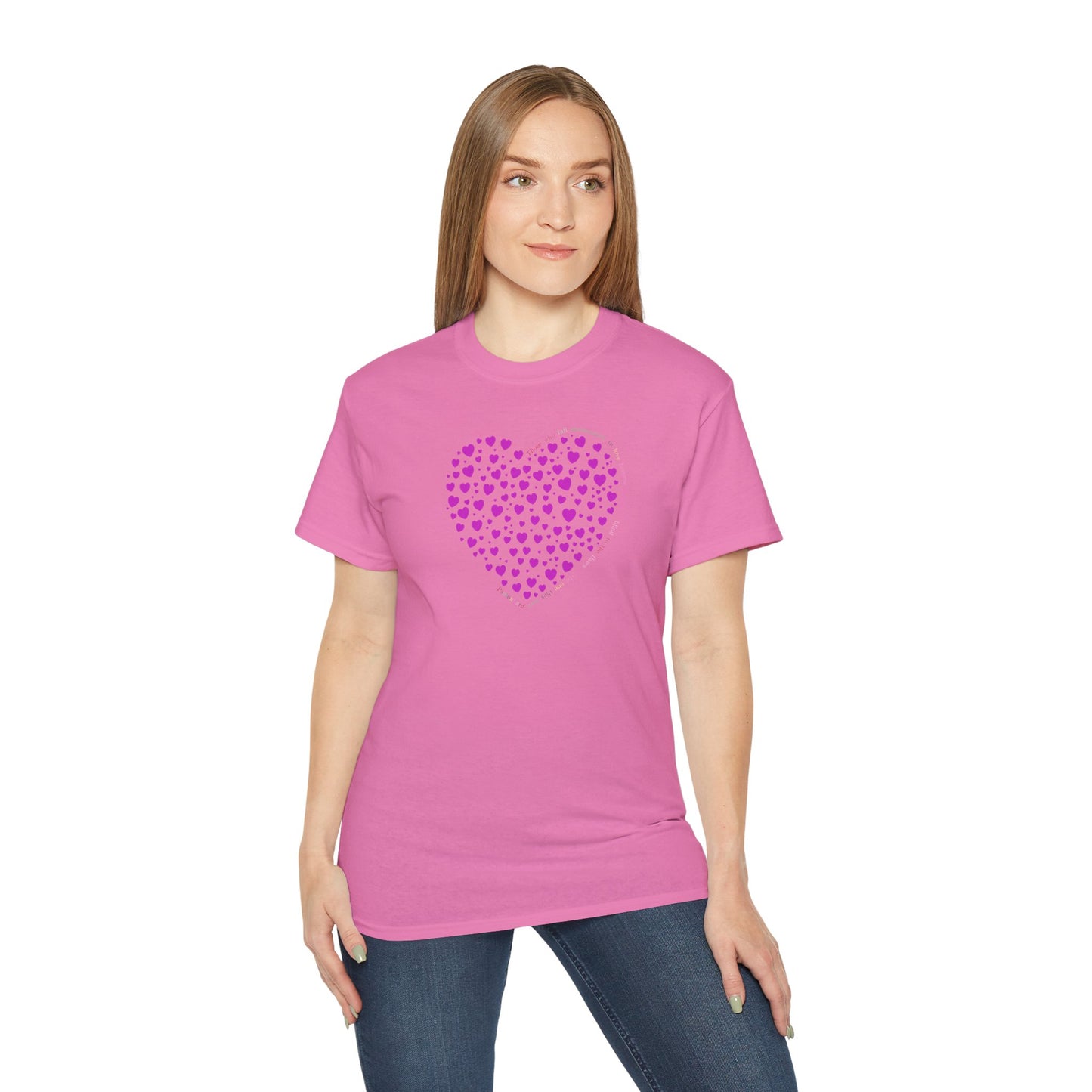 Powder Pink Heart Unisex short sleeved T-shirt
