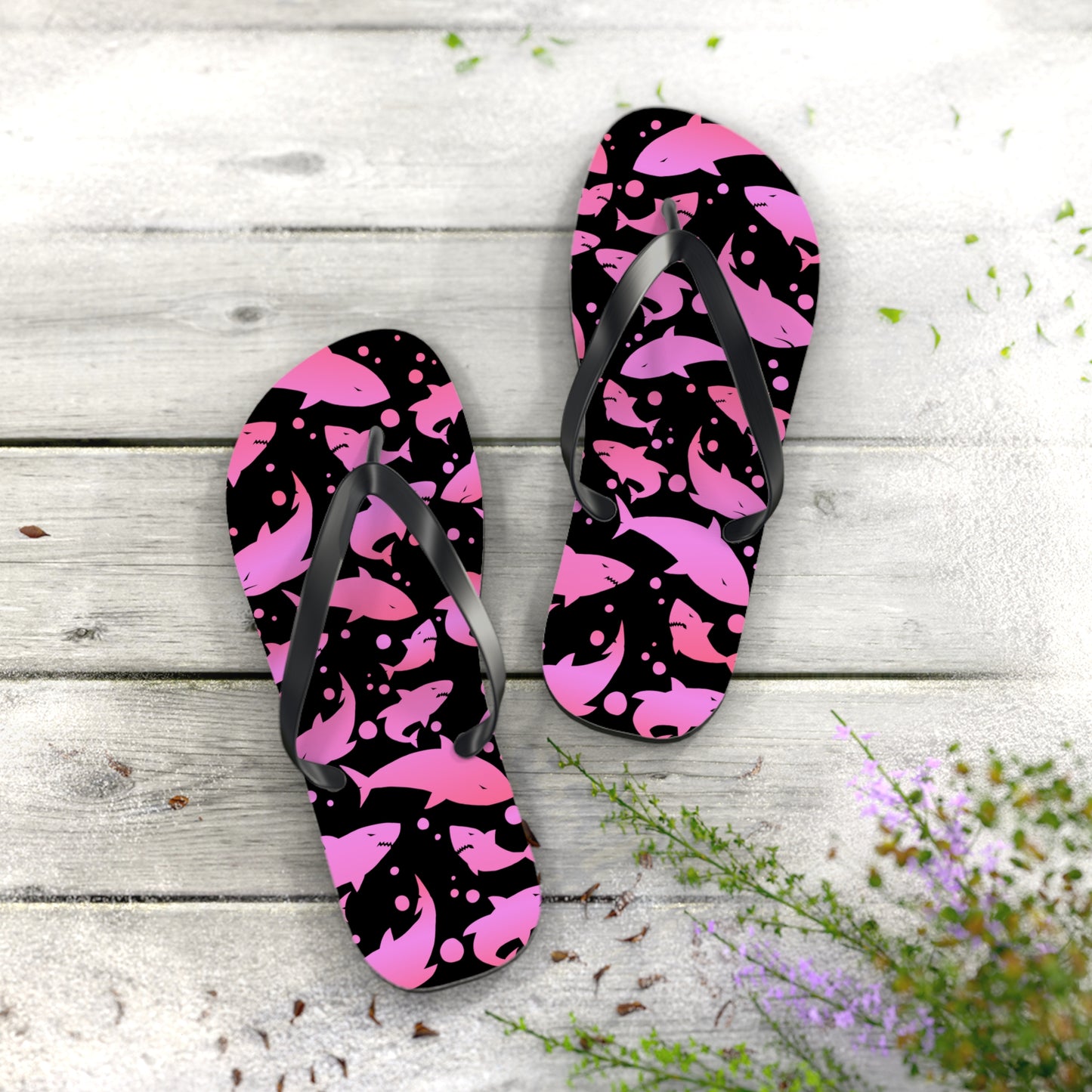 Pink Shark Flip Flops