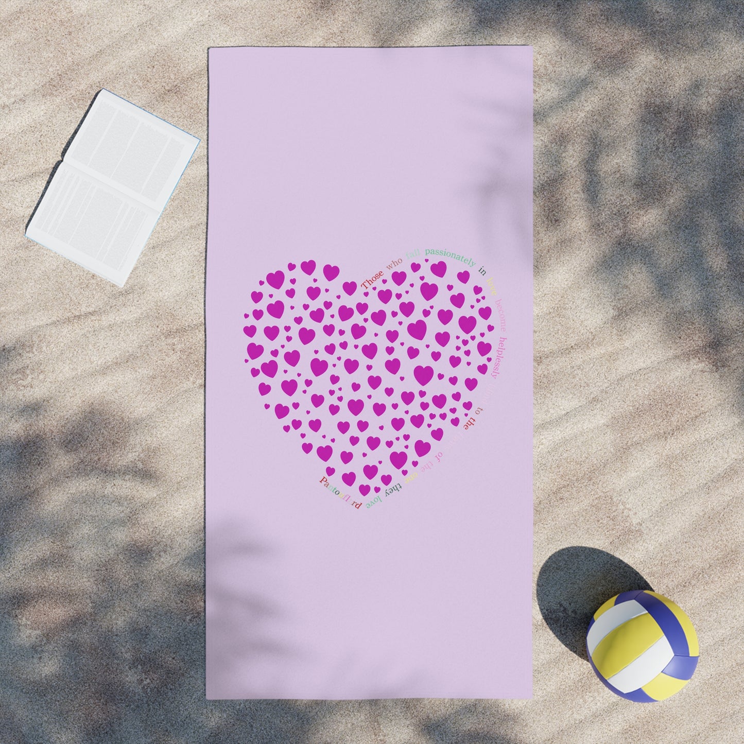 Beach Towels with Pink Heart Design , Cute Summer Accessories, Beach Day Essentials