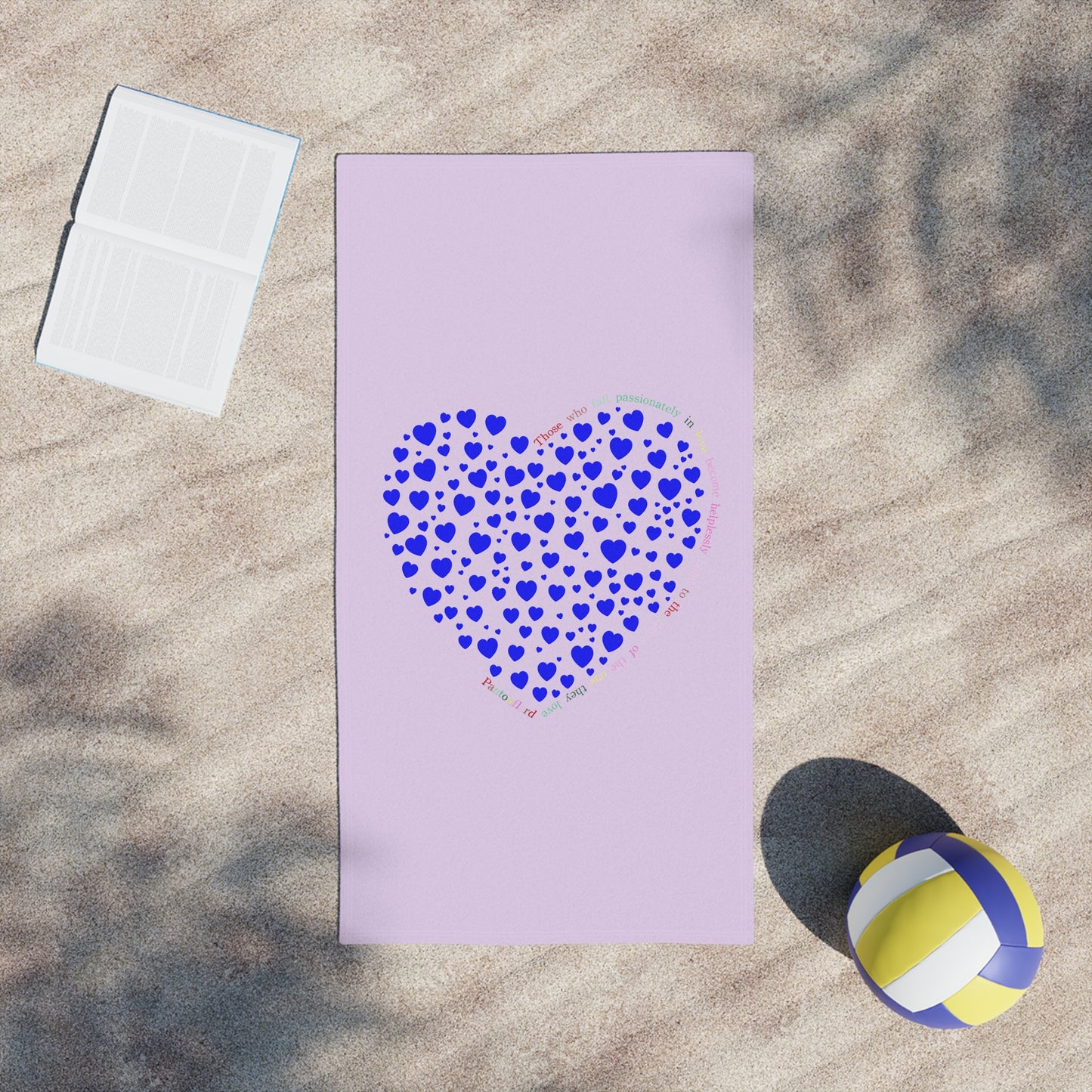 Beach Towels with Blue Heart Design , Cute Summer Accessories, Beach Day Essentials