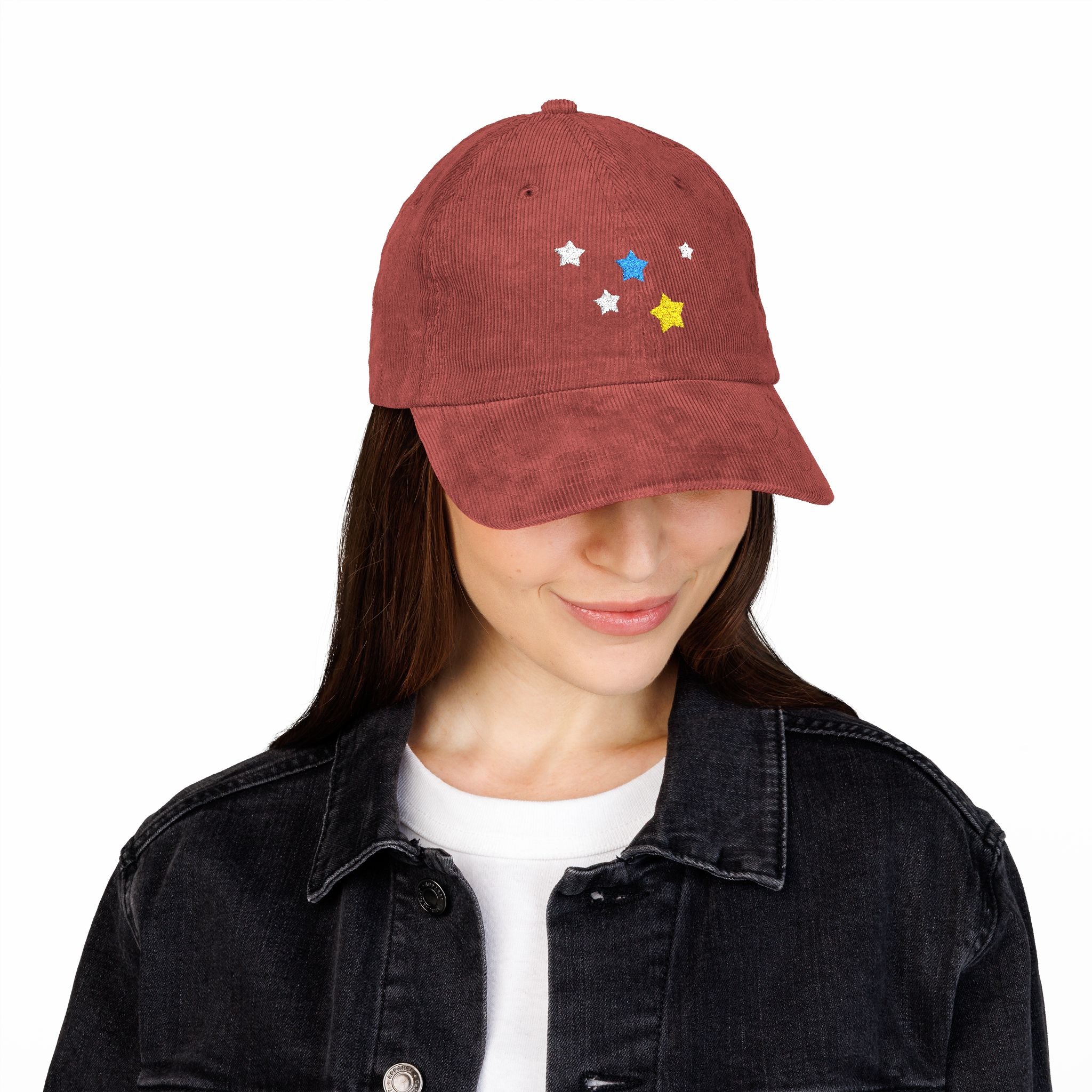 Unisex Cassiopeia Star Embroidered Cotton Corduroy Cap