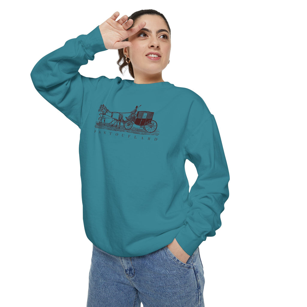 Unisex White Pantouflard Carriage Cotton Blend Sweatshirt