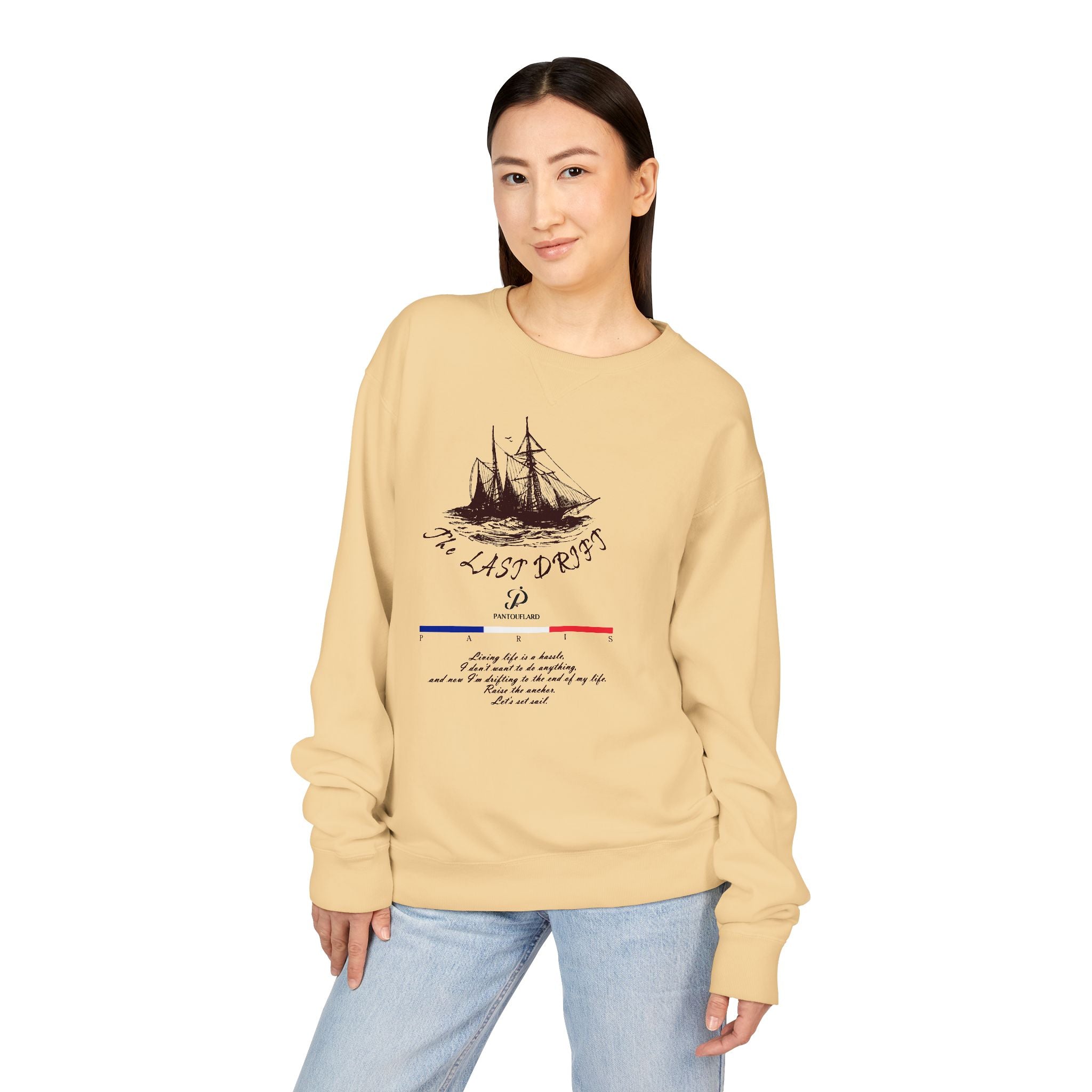 Old Money Nautical Heritage Crewneck - The Last Drift I (Paris Aesthetic Garment-Dyed Sweatshirt)