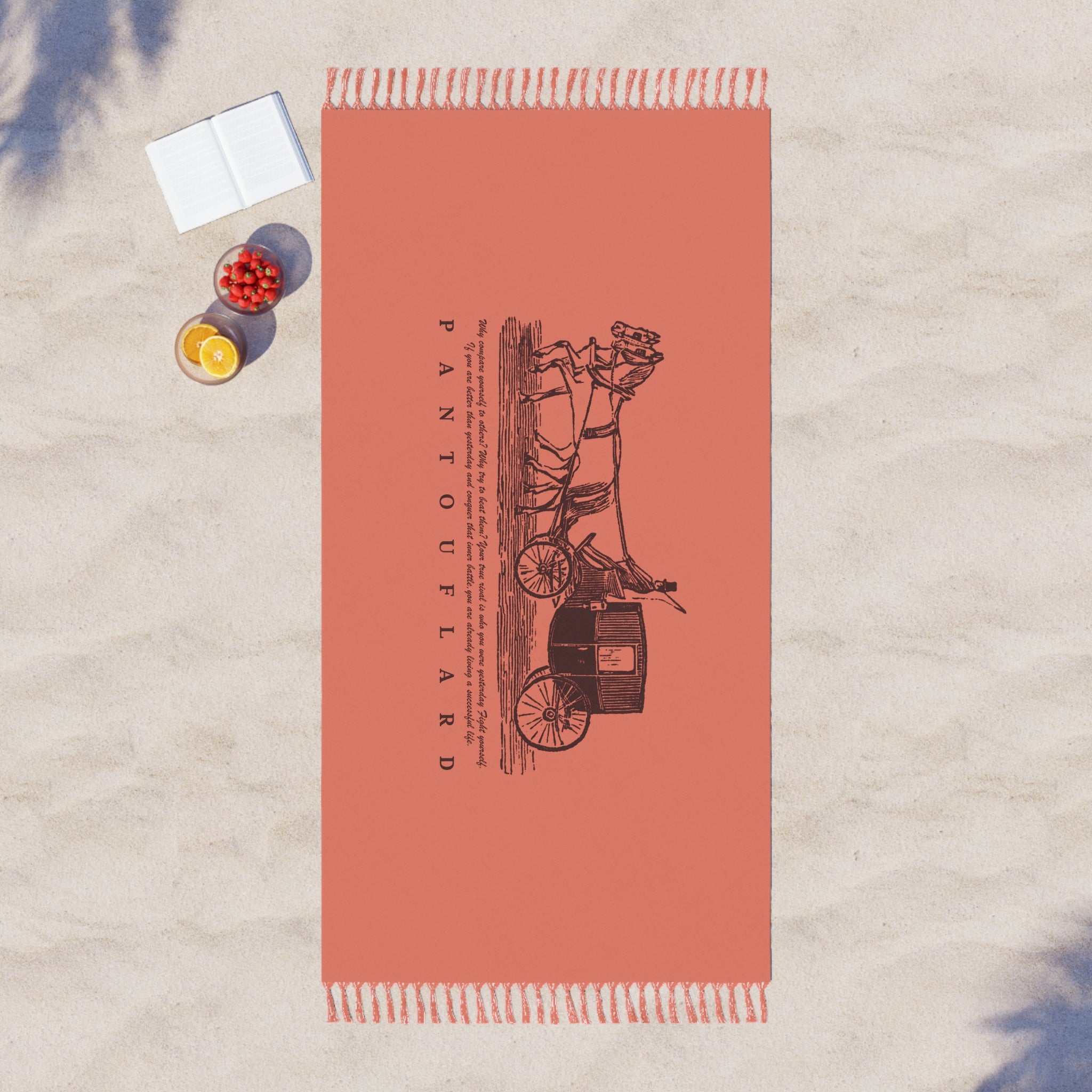 Terracotta Pantouflard Vintage Carriage Quote 100% Polyester Boho Beach Cloth