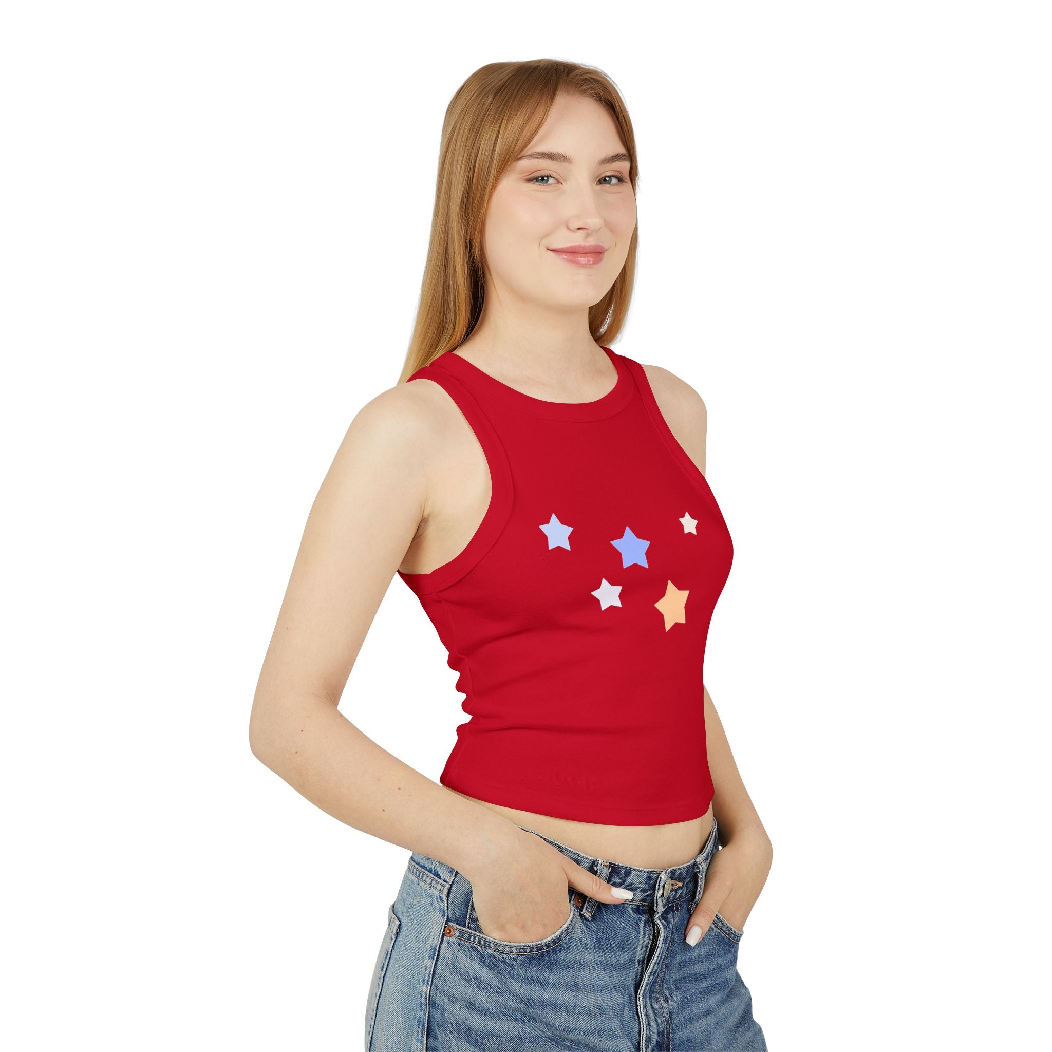 Women's Cassiopeia Constellation Graphic Micro Rib Tank Top - W-Shape Racerback Workout Tank