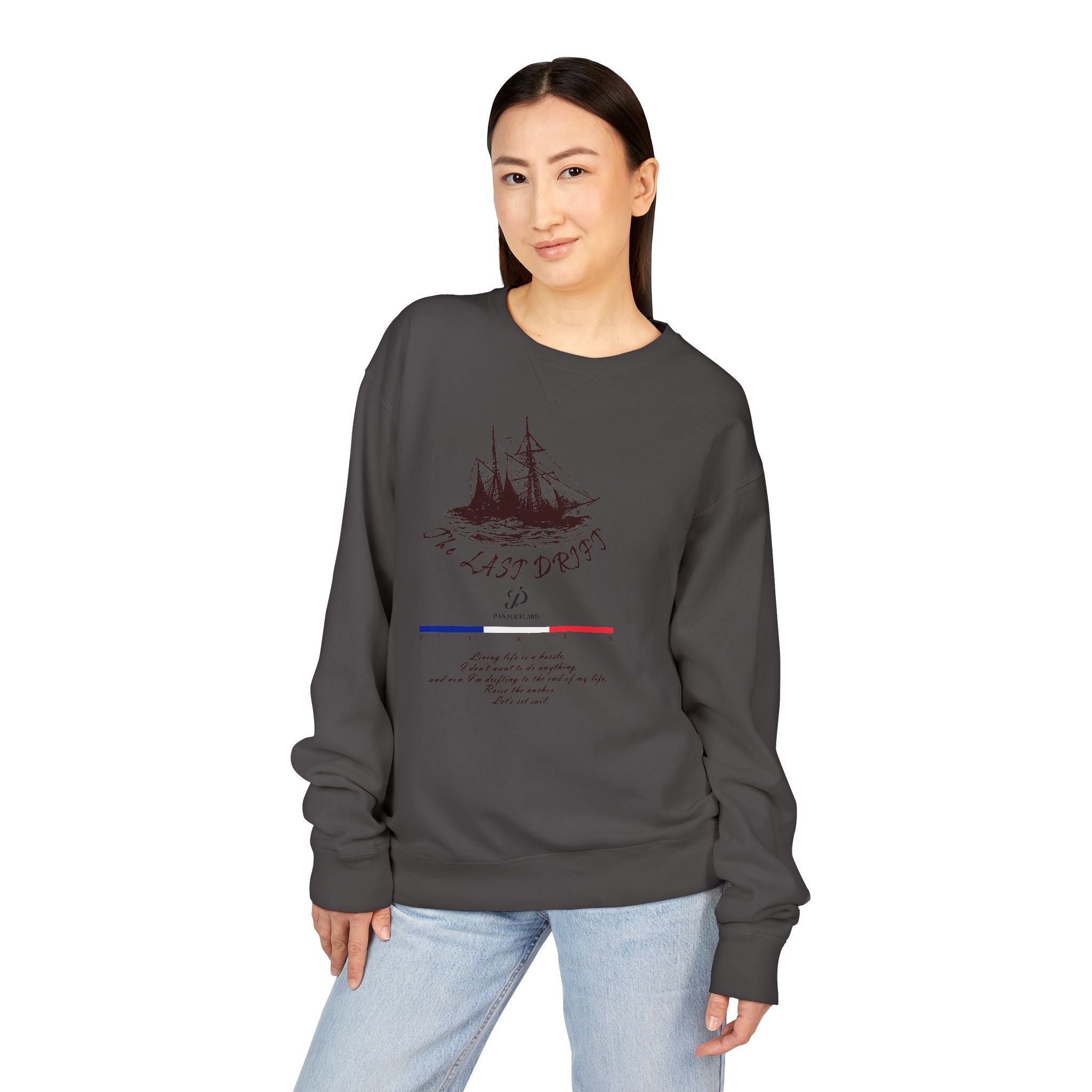 Old Money Nautical Heritage Crewneck - The Last Drift I (Paris Aesthetic Garment-Dyed Sweatshirt)