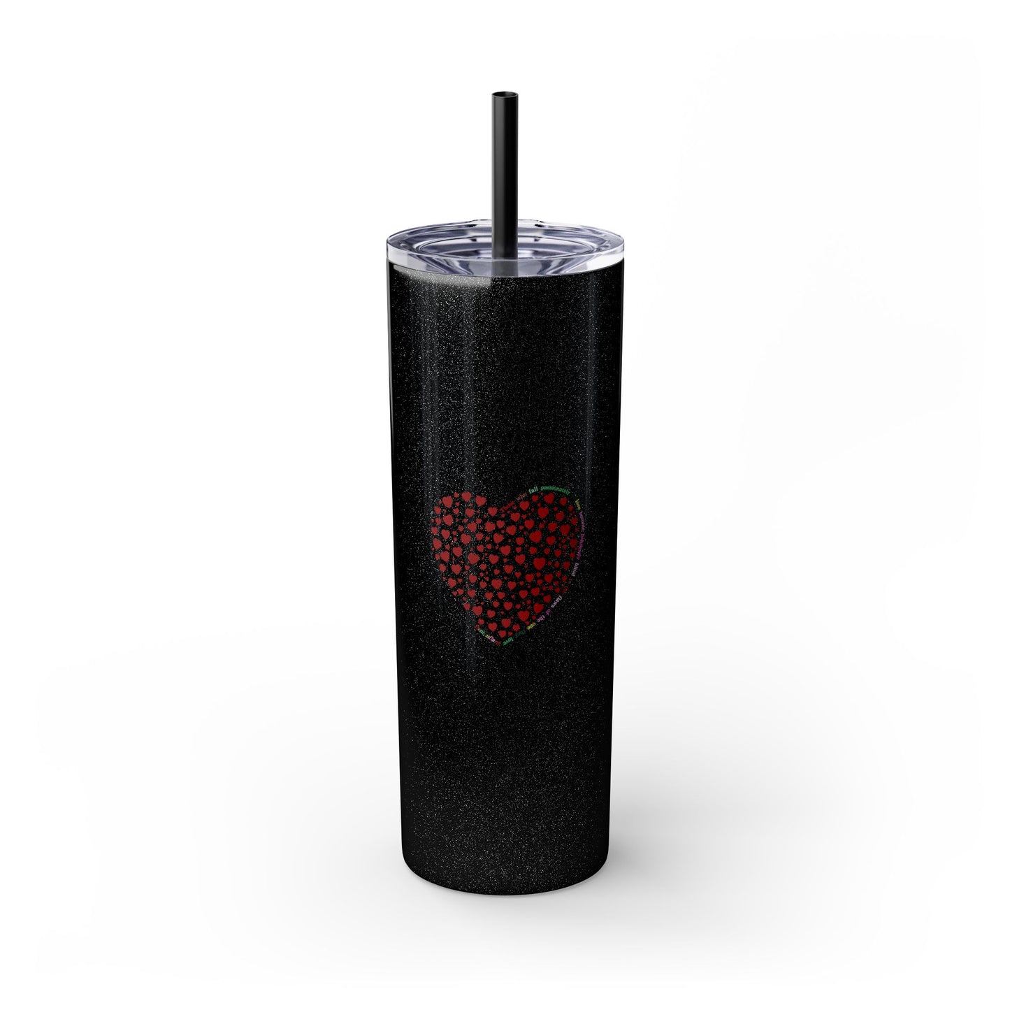 Red Heart Dot Skinny Tumbler | 20oz Reusable Travel Mug, Eco-Friendly Drinkware