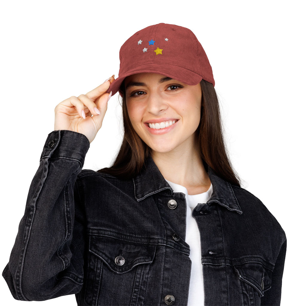Unisex Cassiopeia Star Embroidered Cotton Corduroy Cap