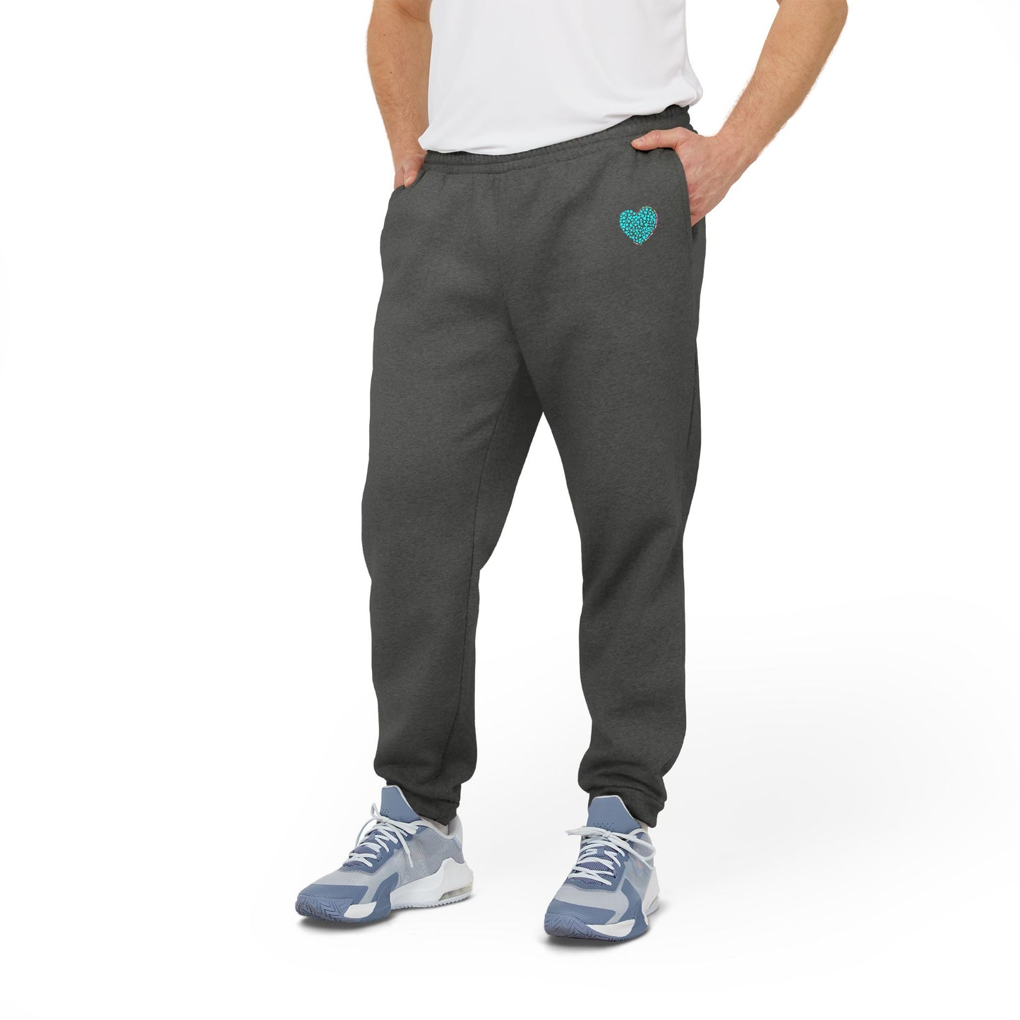 Adidas Unisex Fleece Joggers with Mint Heart Design