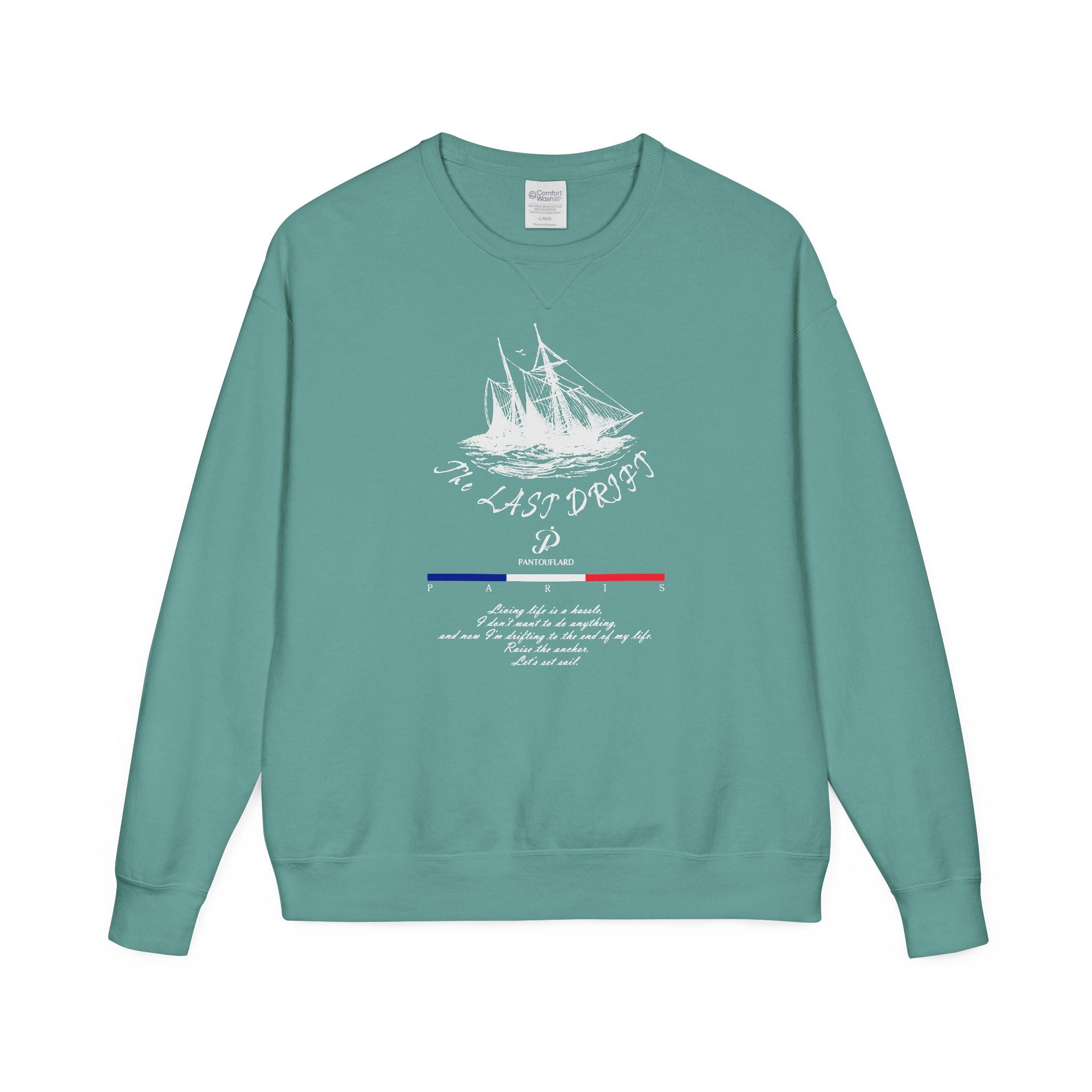 Old Money Nautical Heritage Crewneck - The Last Drift II (Paris Aesthetic Garment-Dyed Sweatshirt)