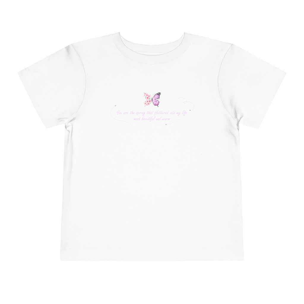 Toddler Yellow Floral Butterfly Spring Quote 100% Cotton Short Sleeve Tee