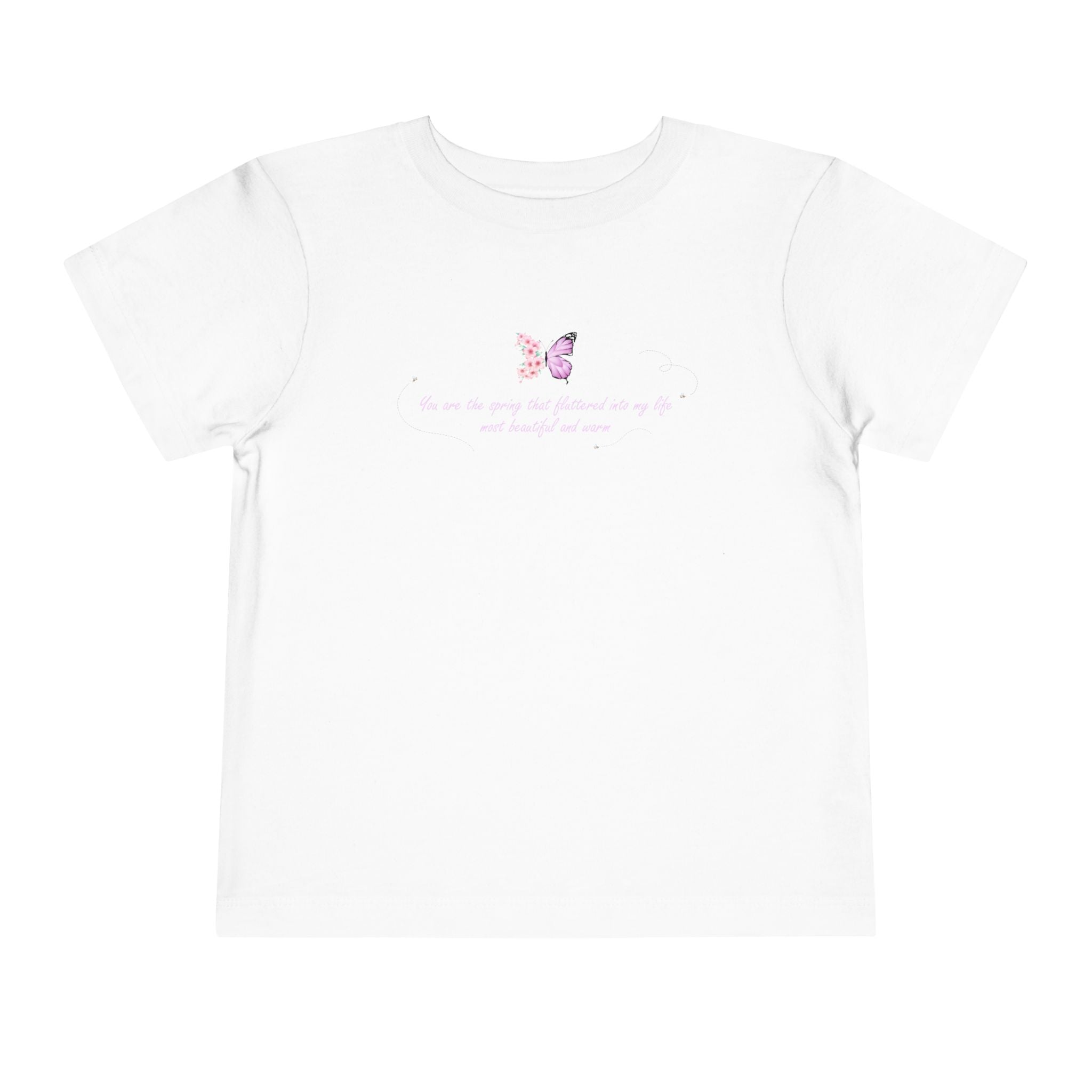 Toddler Yellow Floral Butterfly Spring Quote 100% Cotton Short Sleeve Tee