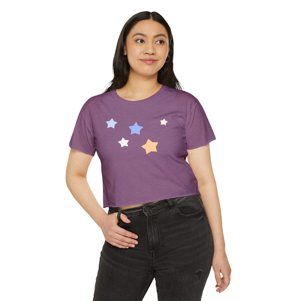 Women's Cassiopeia Constellation Graphic Crop Top - W-Shape Lightweight Festival Shirt