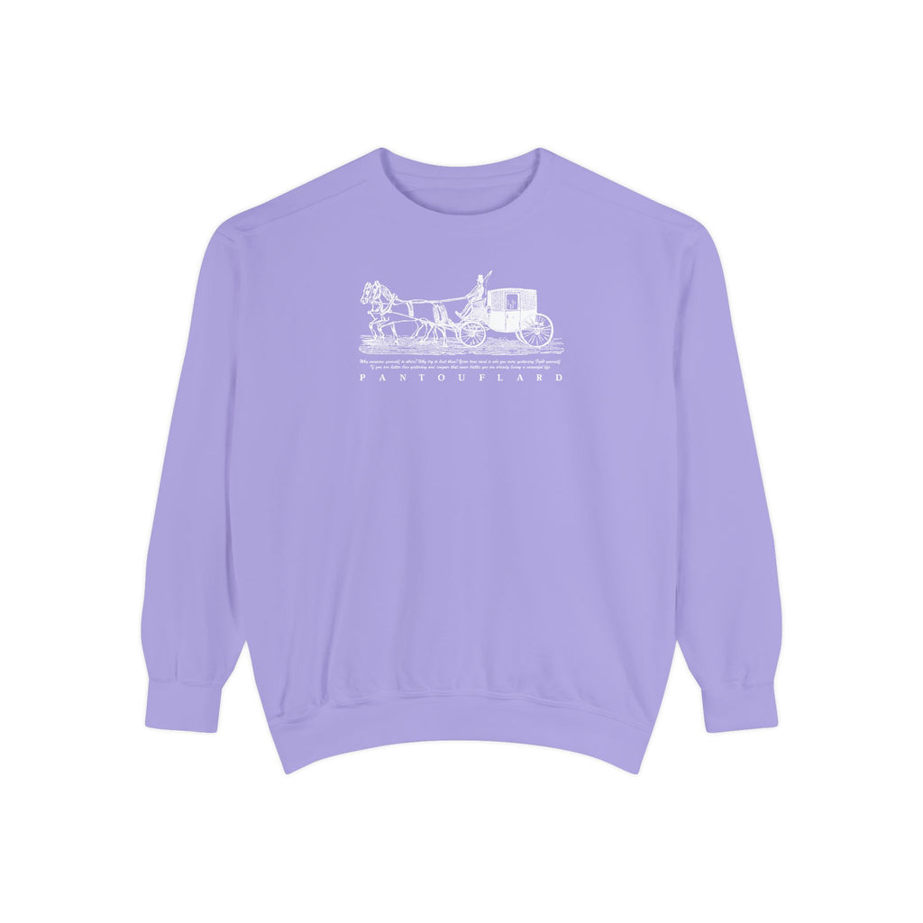 Unisex Navy Vintage Carriage Graphic Cotton Blend Sweatshirt