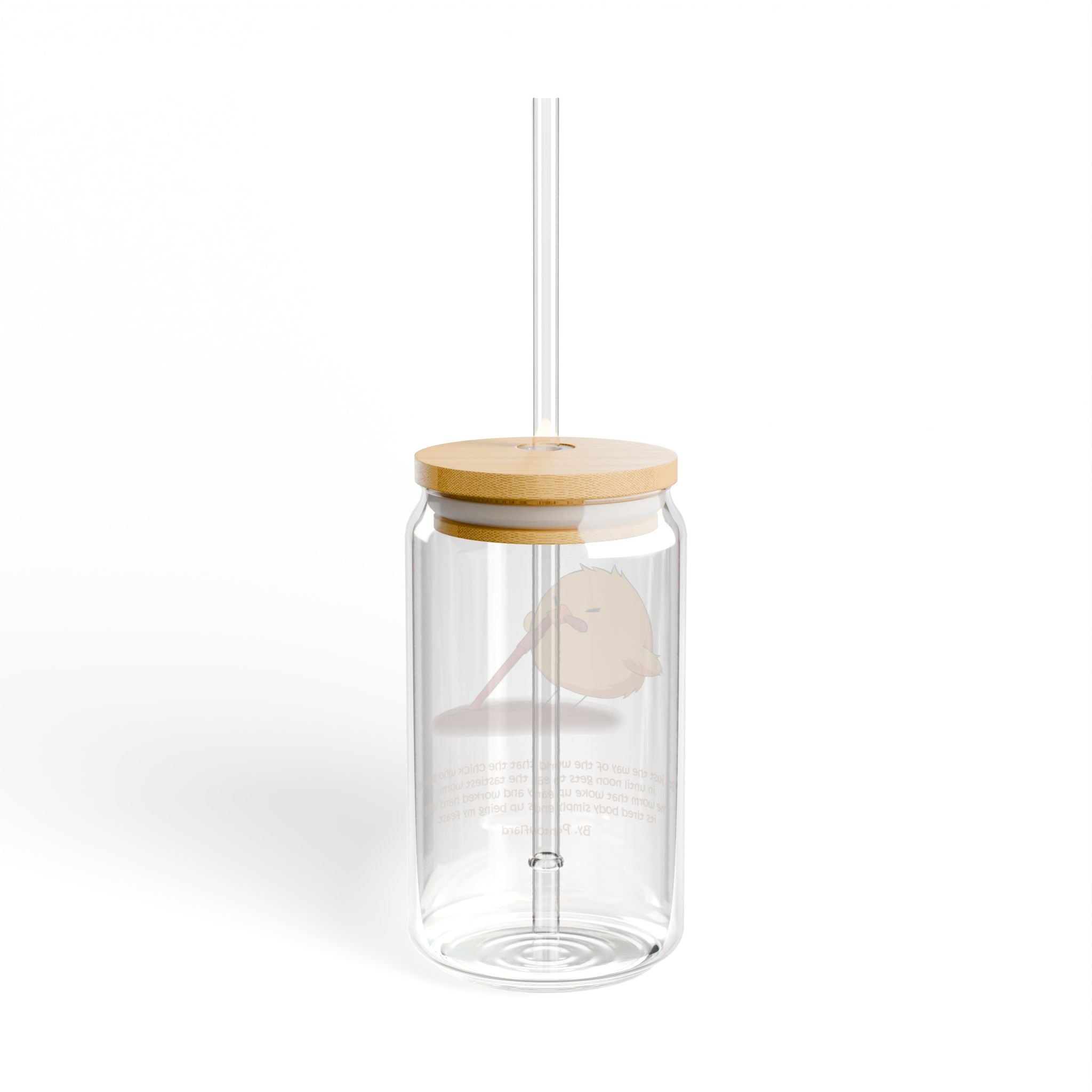 Clear Lazy Chick Quote 16oz Tempered Glass Sipper Cup