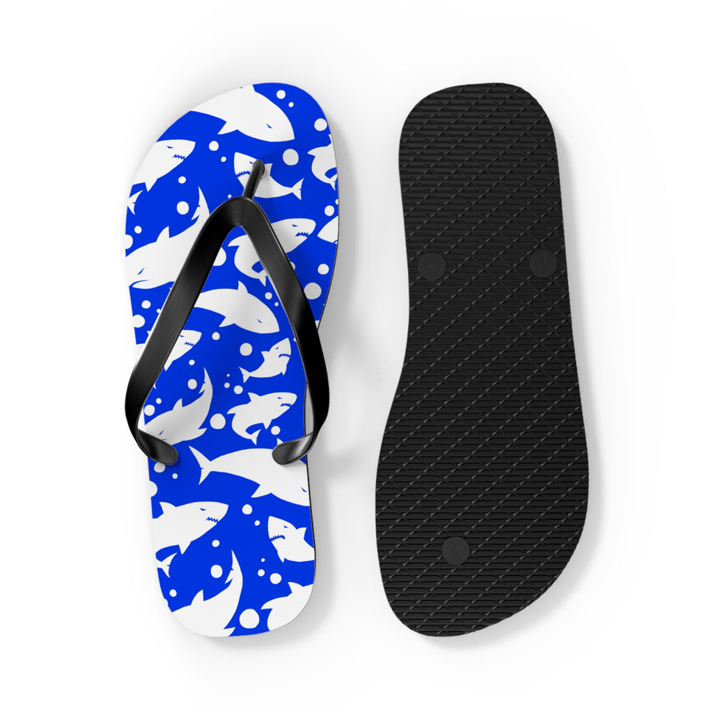 Unisex Royal Blue Shark Silhouette Pattern EVA Polyester Flip Flops