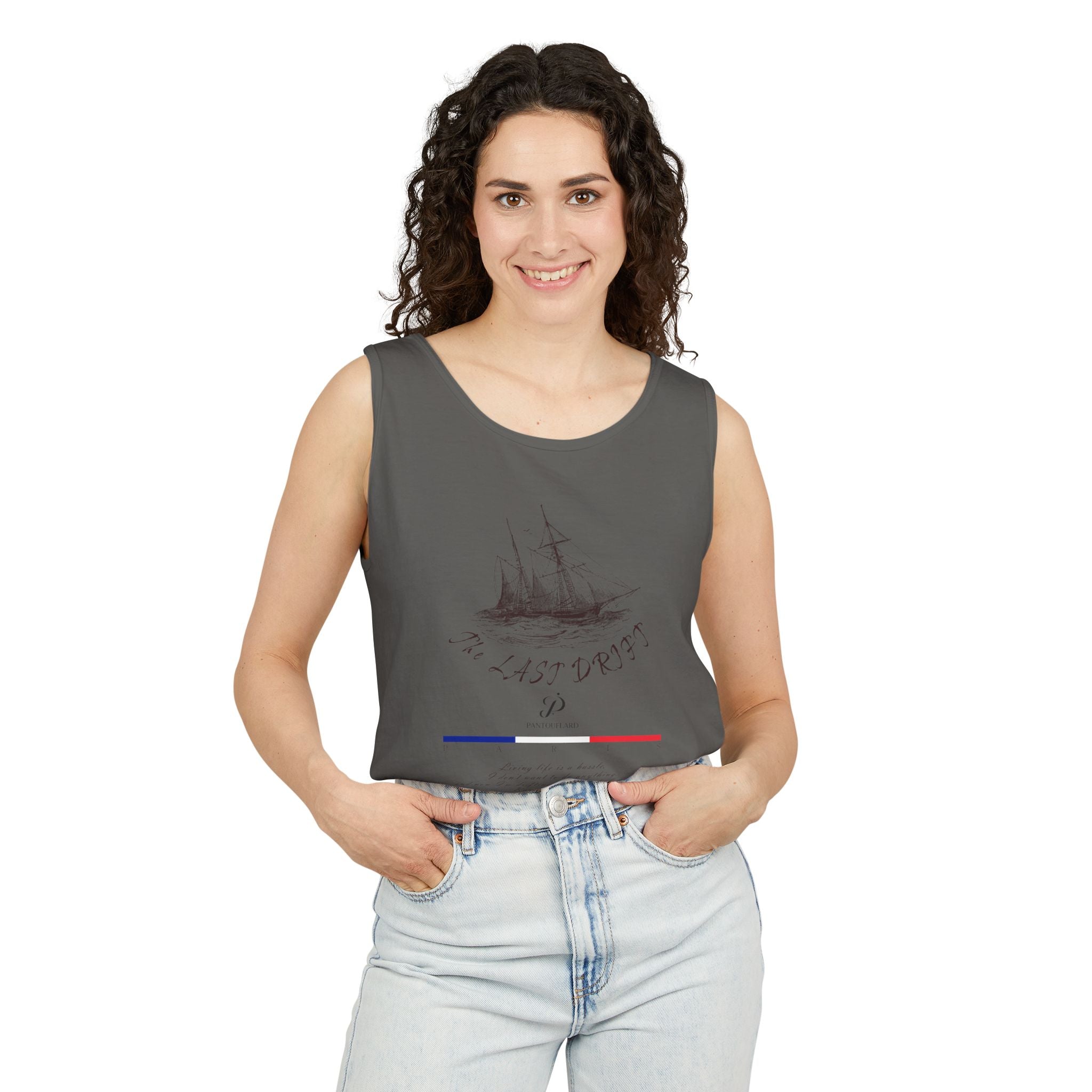 Unisex White Last Drift Cotton Garment-Dyed Tank Top