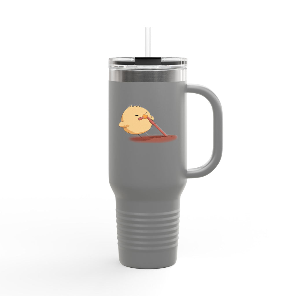 Black Cute Chick Pulling Worm 40oz Stainless Steel Insulated Travel Mug
