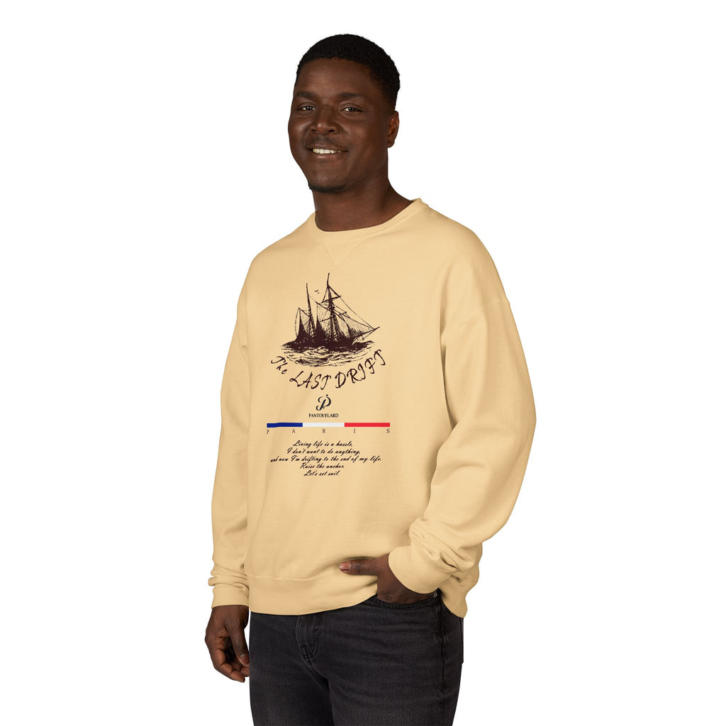 Old Money Nautical Heritage Crewneck - The Last Drift I (Paris Aesthetic Garment-Dyed Sweatshirt)