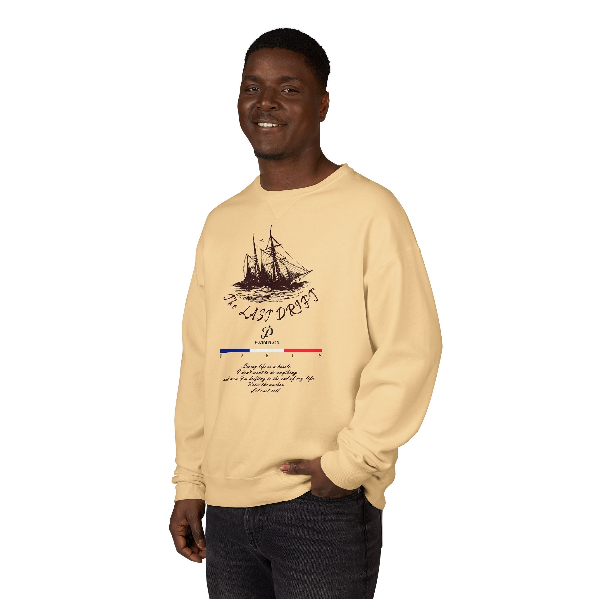 Old Money Nautical Heritage Crewneck - The Last Drift I (Paris Aesthetic Garment-Dyed Sweatshirt)