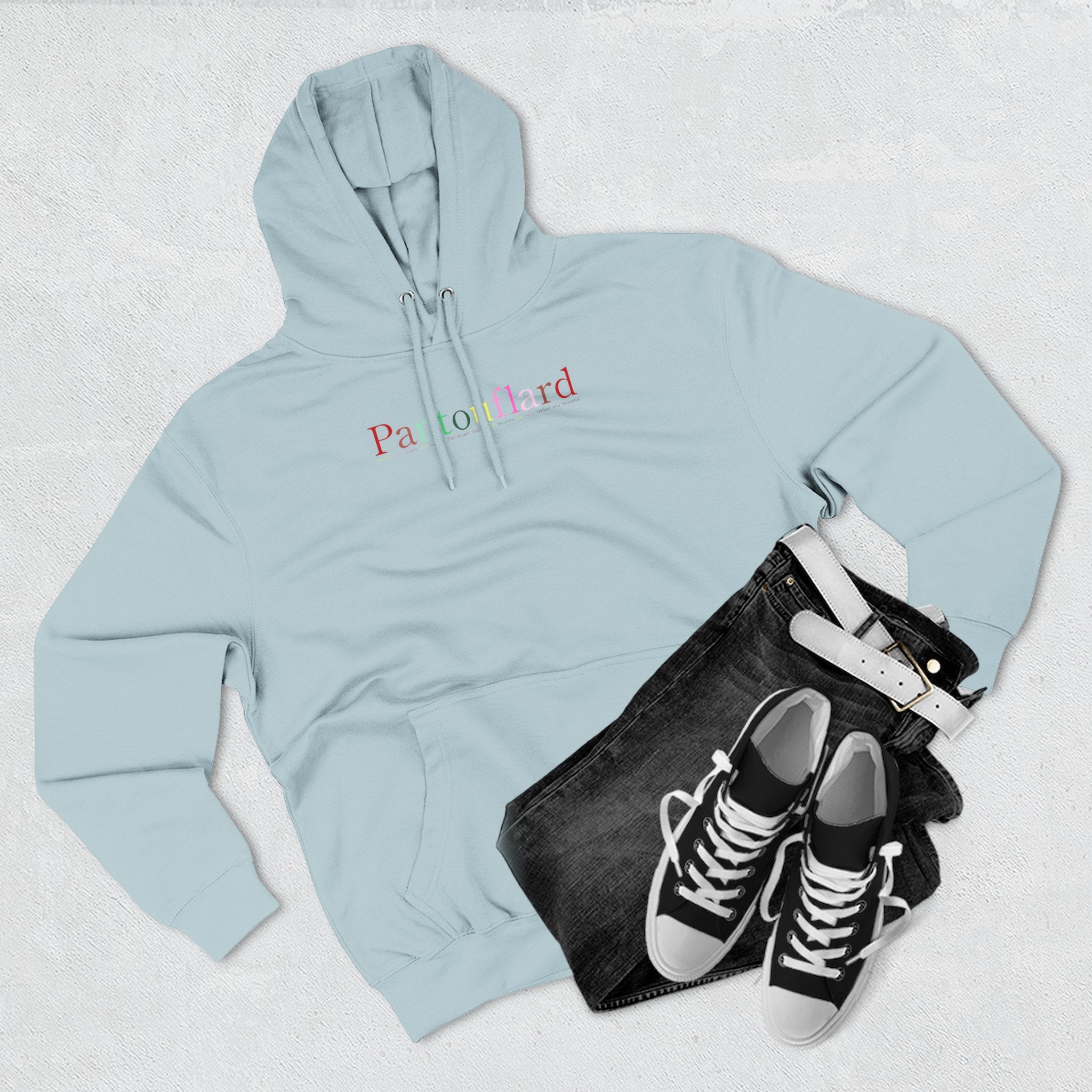 Old Money Aesthetic Premium Hoodie - Pantouflard Colorful Logo (Lane Seven 3-End Fleece)