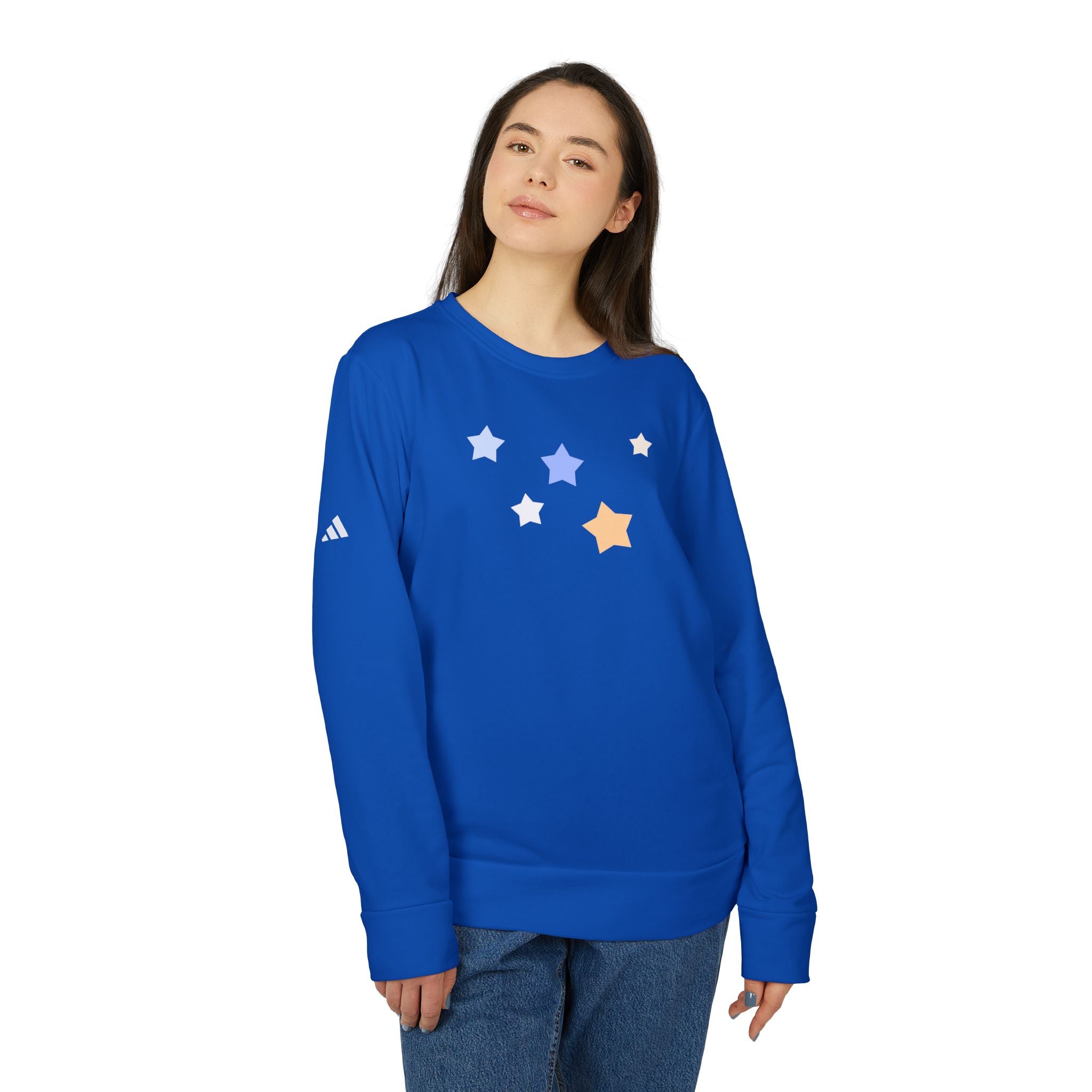 Unisex Royal Blue Kitschy Cassiopeia Constellation BCI Cotton Adidas Sweatshirt