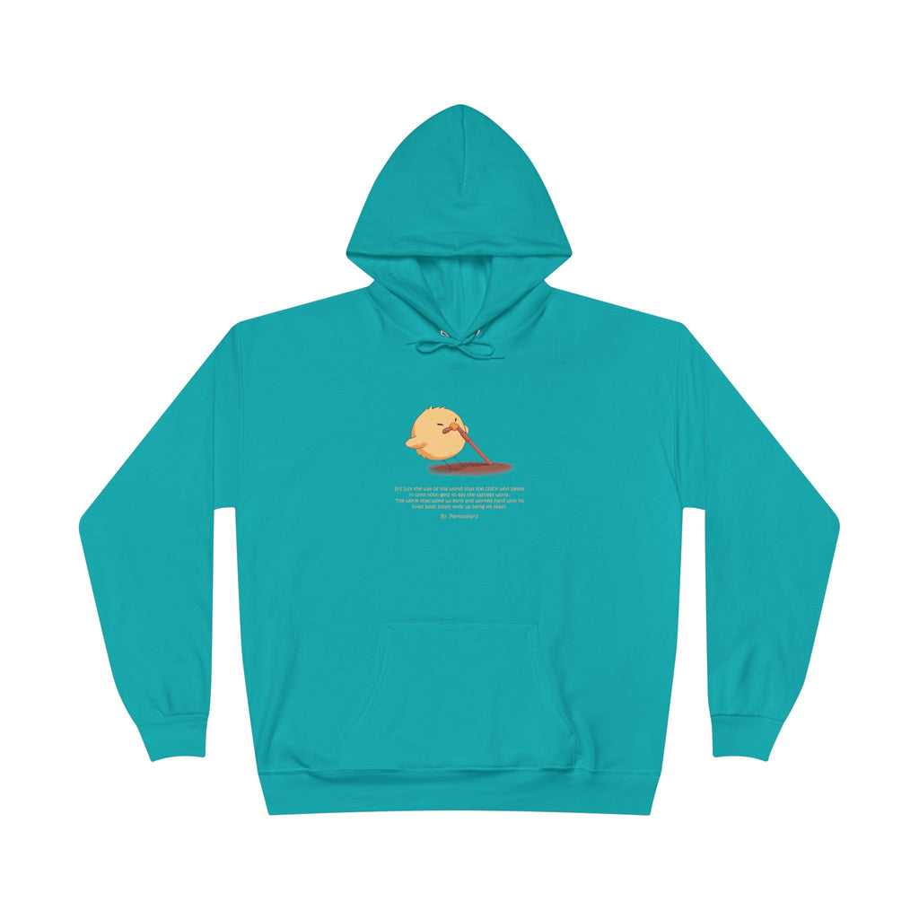 Unisex Light Blue Pantouflard Chick Cotton Blend Pullover Hoodie