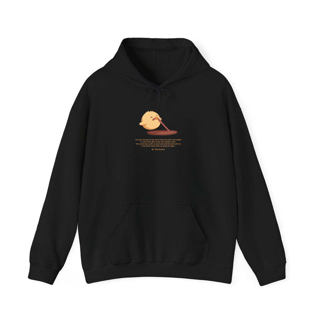 Kitsch Kawaii Chick & Worm Graphic Hoodie - The Quiet Victory (Aesthetic Streetwear Fleece)