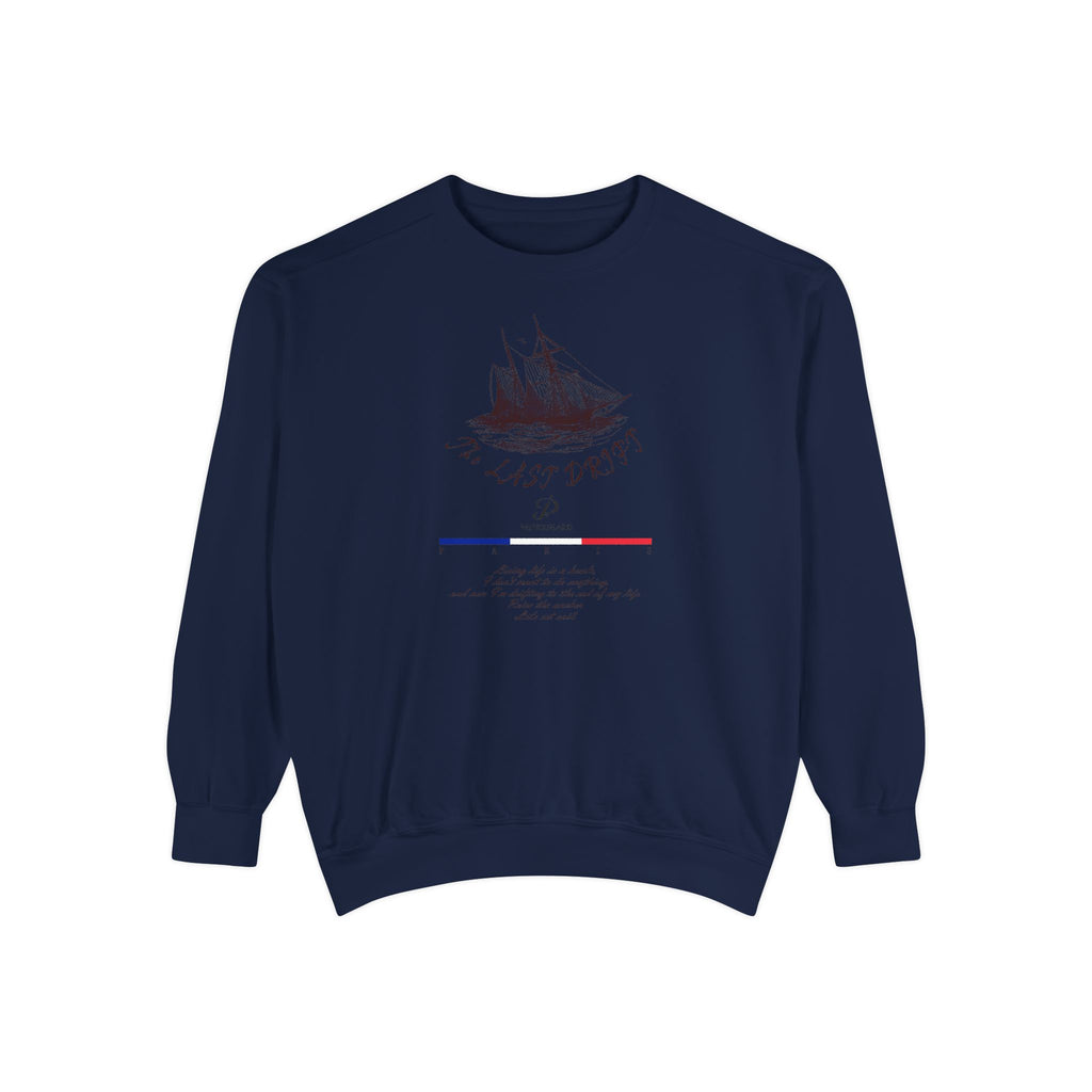 Unisex White Vintage Ship Graphic Cotton Blend Sweatshirt