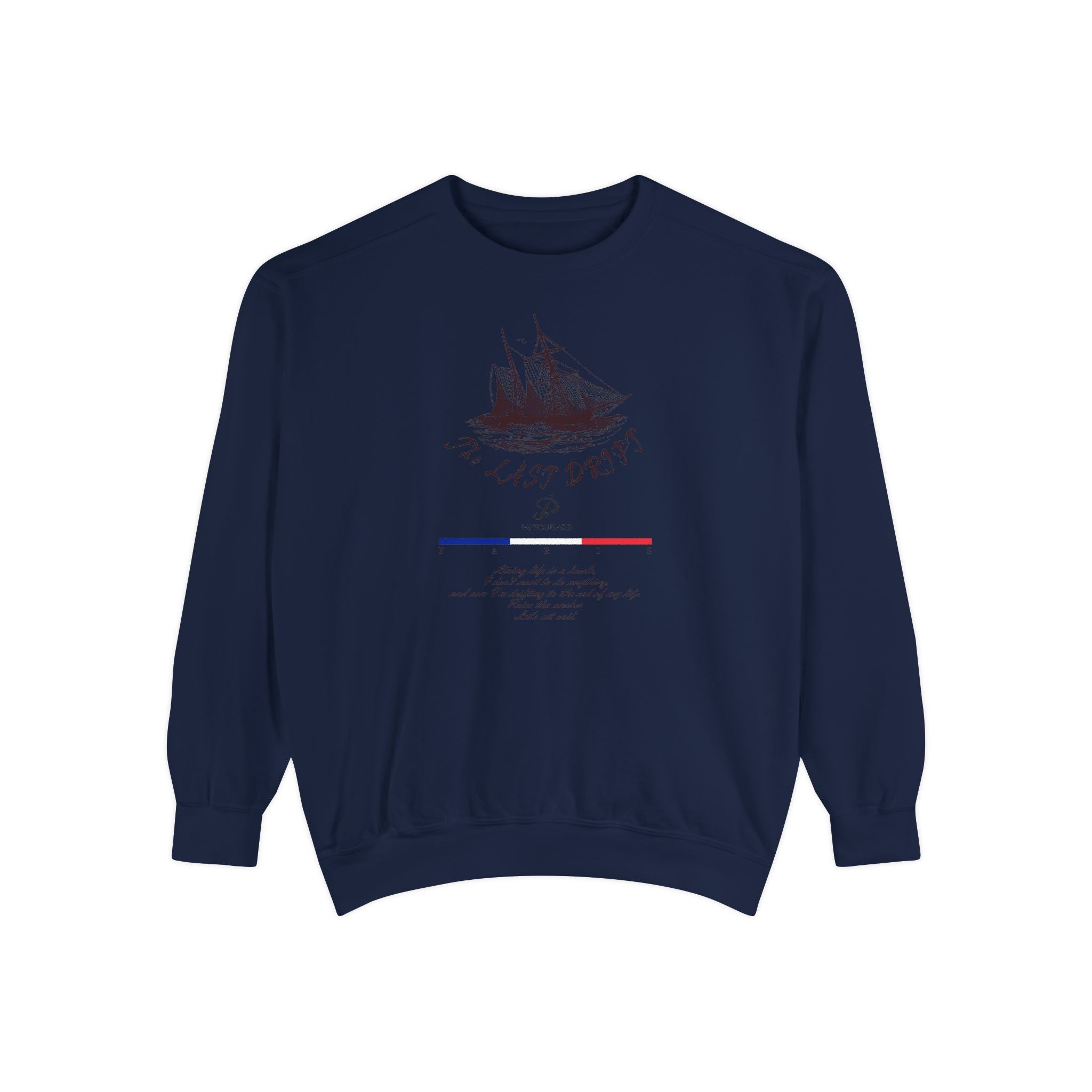 Unisex White Vintage Ship Graphic Cotton Blend Sweatshirt