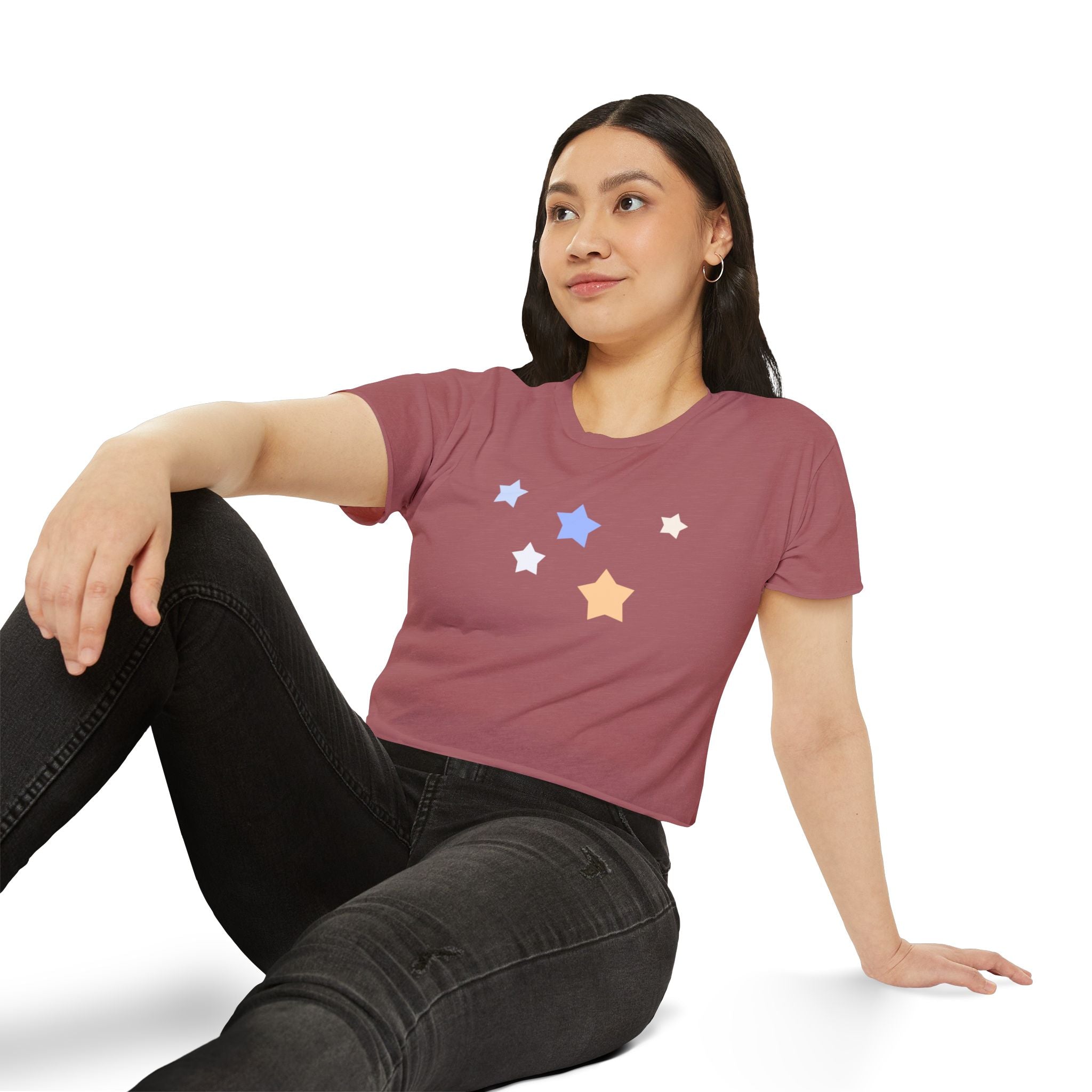 Women's Cassiopeia Constellation Graphic Crop Top - W-Shape Lightweight Festival Shirt