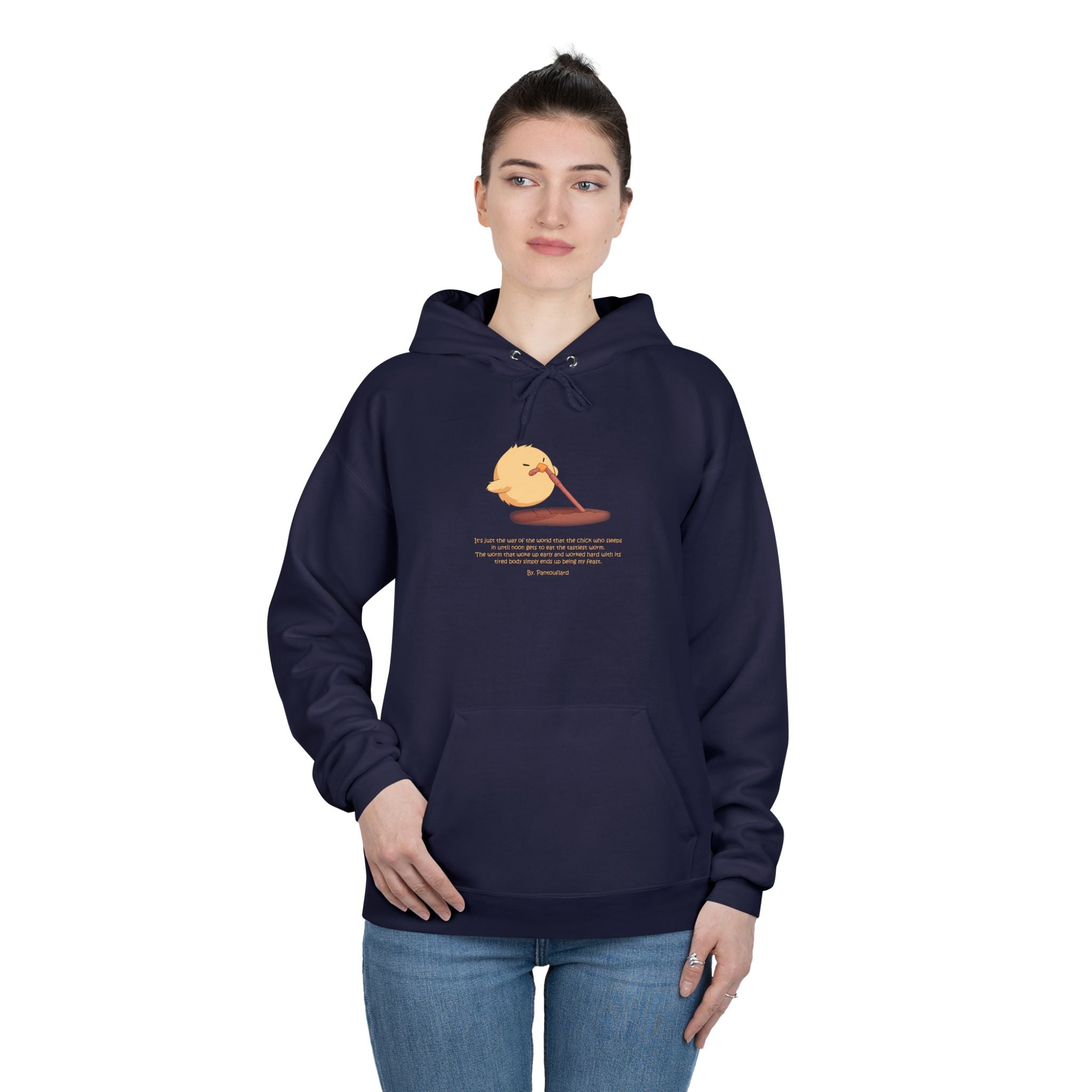 Unisex Light Blue Pantouflard Chick Cotton Blend Pullover Hoodie