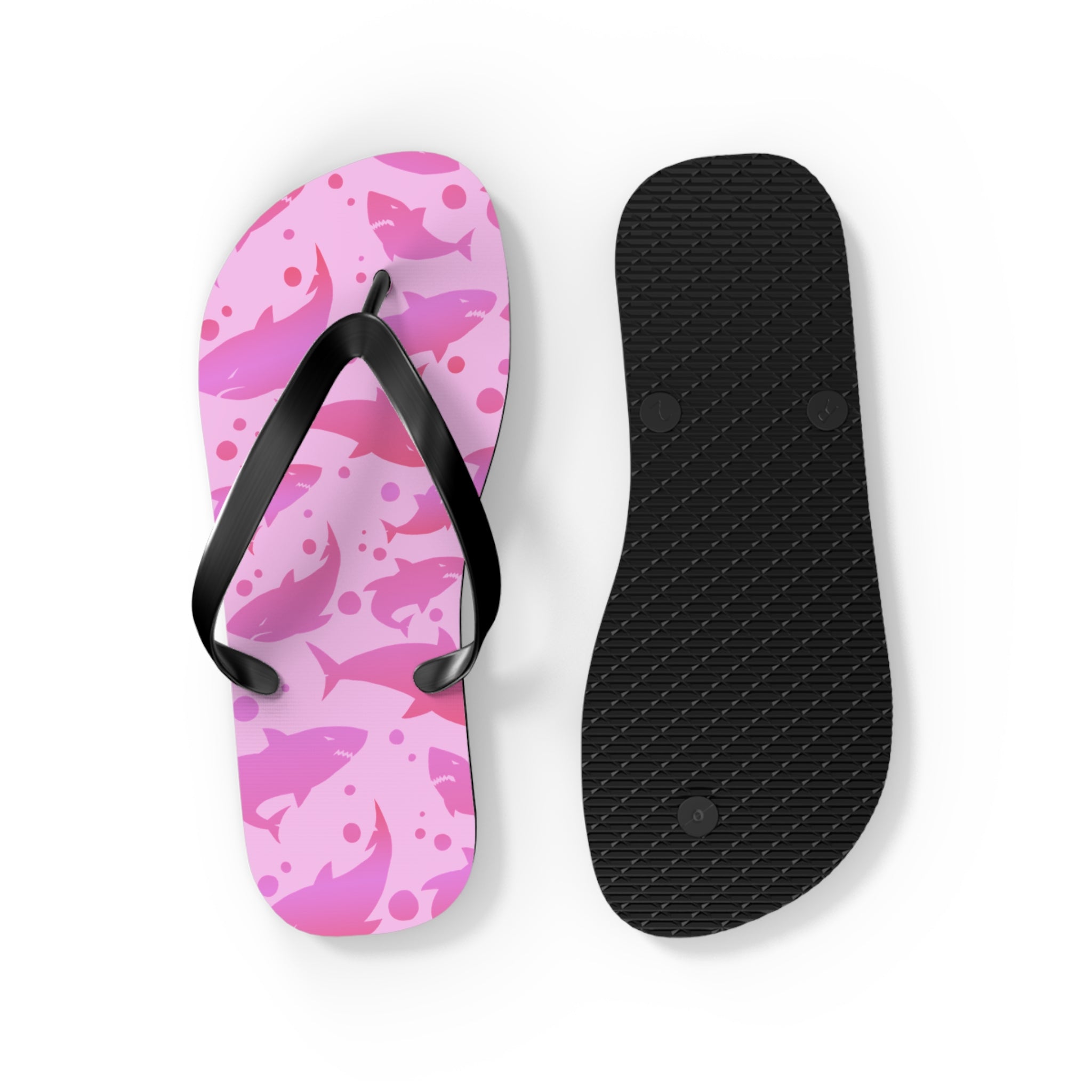 Unisex Pink Shark Silhouette Pattern EVA Polyester Flip Flops