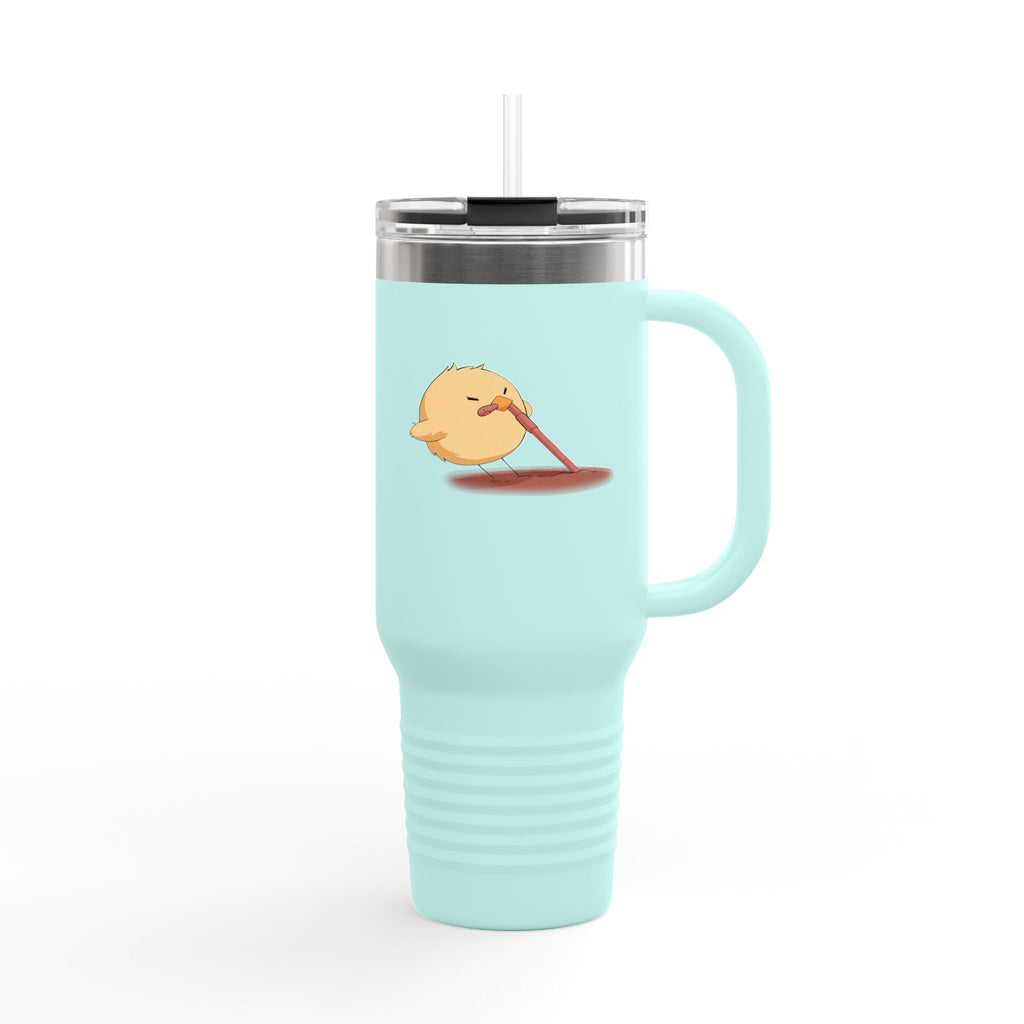 Black Cute Chick Pulling Worm 40oz Stainless Steel Insulated Travel Mug