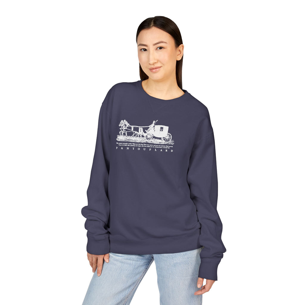 Old Money Equestrian Heritage Crewneck - The Nostalgic Journey II (Dark Academia Garment-Dyed Sweatshirt)