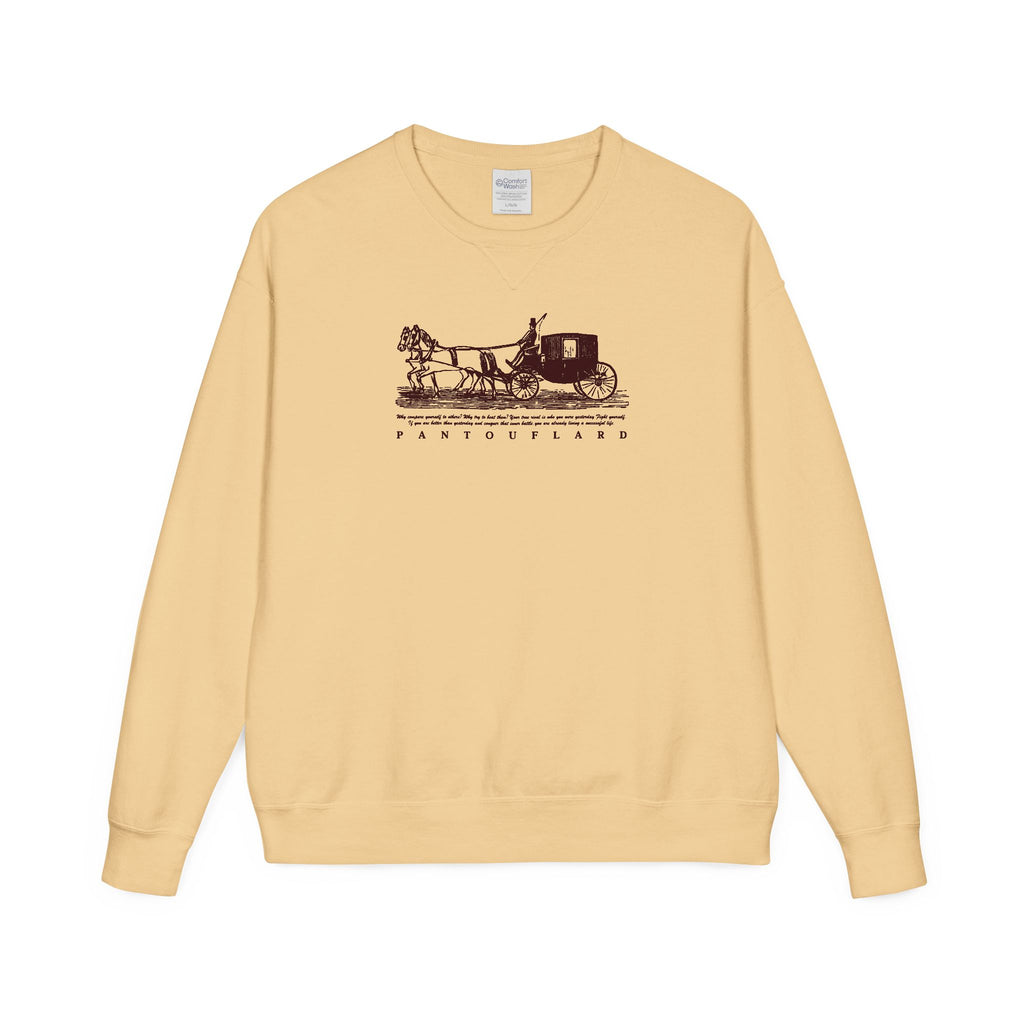 Old Money Equestrian Heritage Crewneck - The Nostalgic Journey I (Dark Academia Garment-Dyed Sweatshirt)