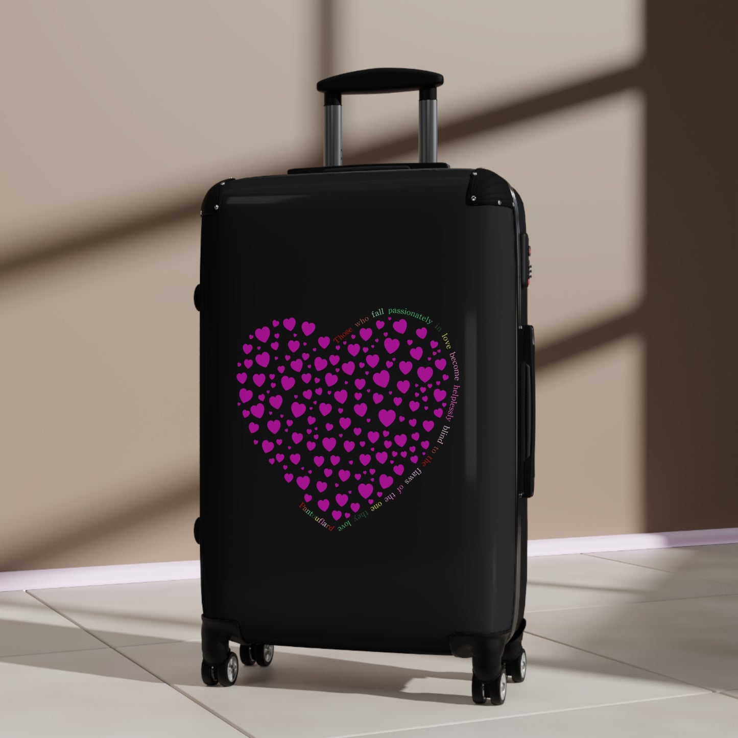 Pink Heart Design Suitcase, Travel Luggage