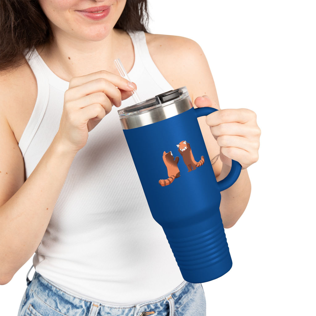 Olive Green Cute Standing Red Pandas 40oz Stainless Steel Insulated Travel Mug