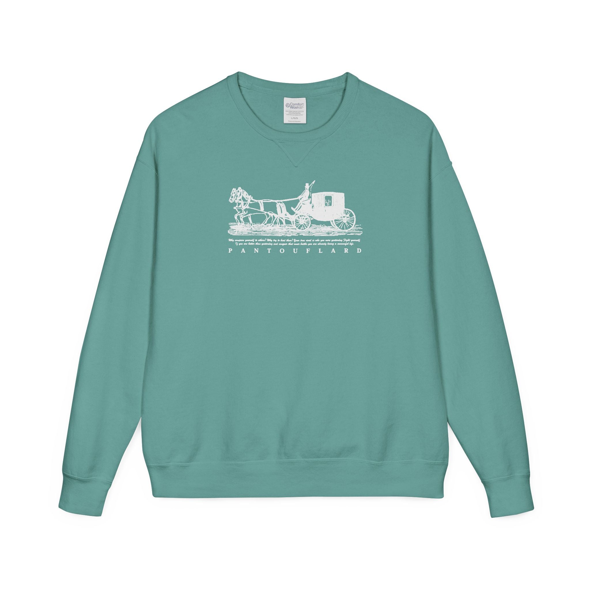 Old Money Equestrian Heritage Crewneck - The Nostalgic Journey II (Dark Academia Garment-Dyed Sweatshirt)