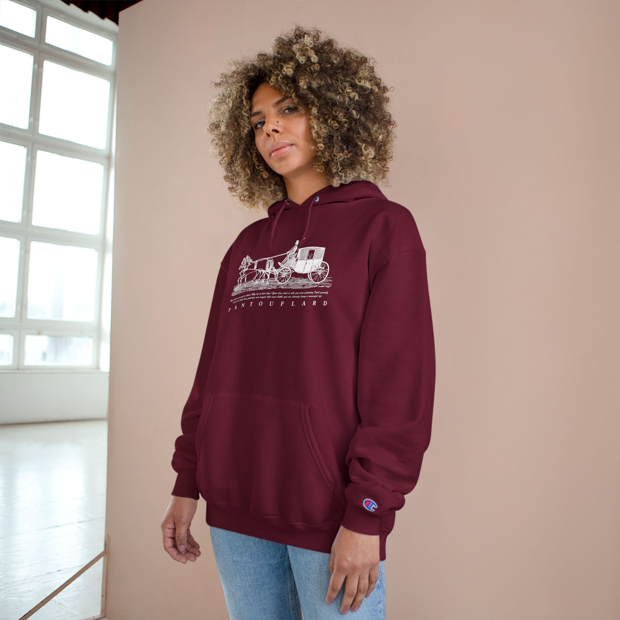 Old Money Equestrian Heritage Hoodie - The Timeless Carriage II (Champion Authentic Eco-Fleece)