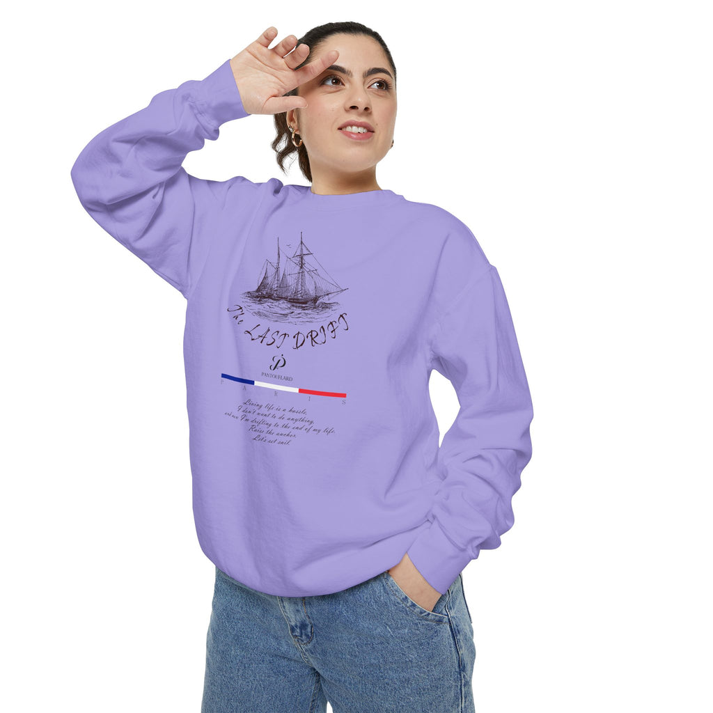 Unisex White Vintage Ship Graphic Cotton Blend Sweatshirt