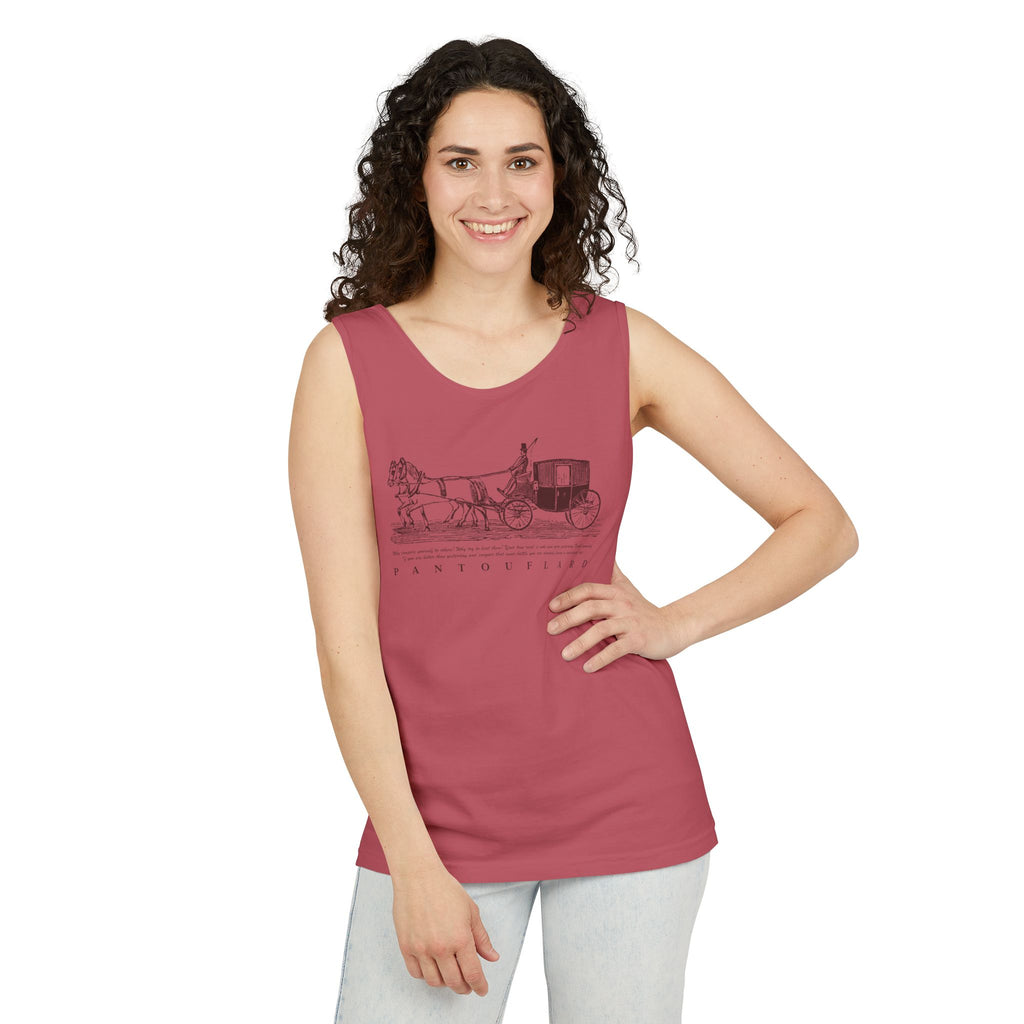 Unisex Brick Red Pantouflard Carriage Cotton Garment-Dyed Tank Top
