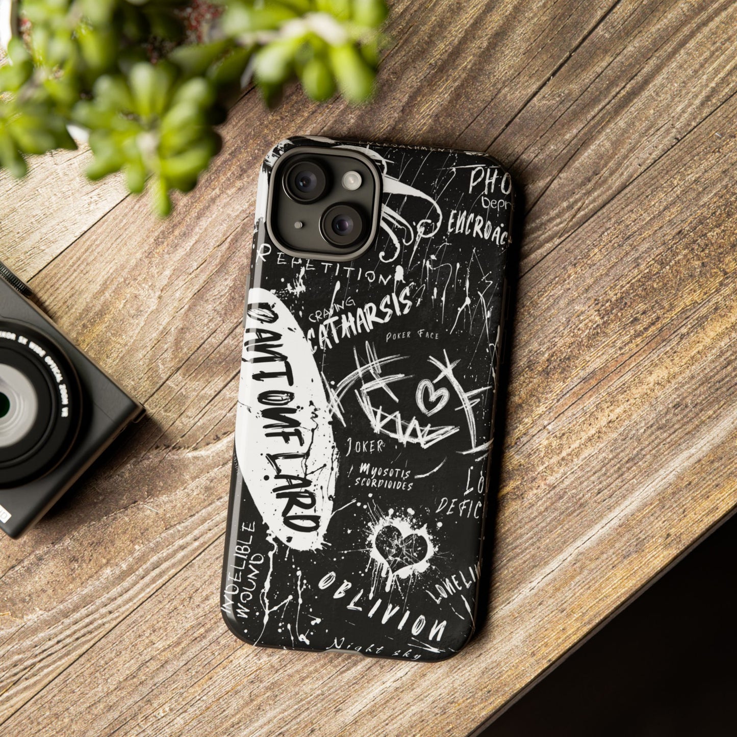 Fundas resistentes: funda atrevida para iPhone, Galaxy, Google Pixel, diseño de grafiti negro, estética urbana, regalo para amantes del arte, accesorios de teléfono modernos, estilo callejero