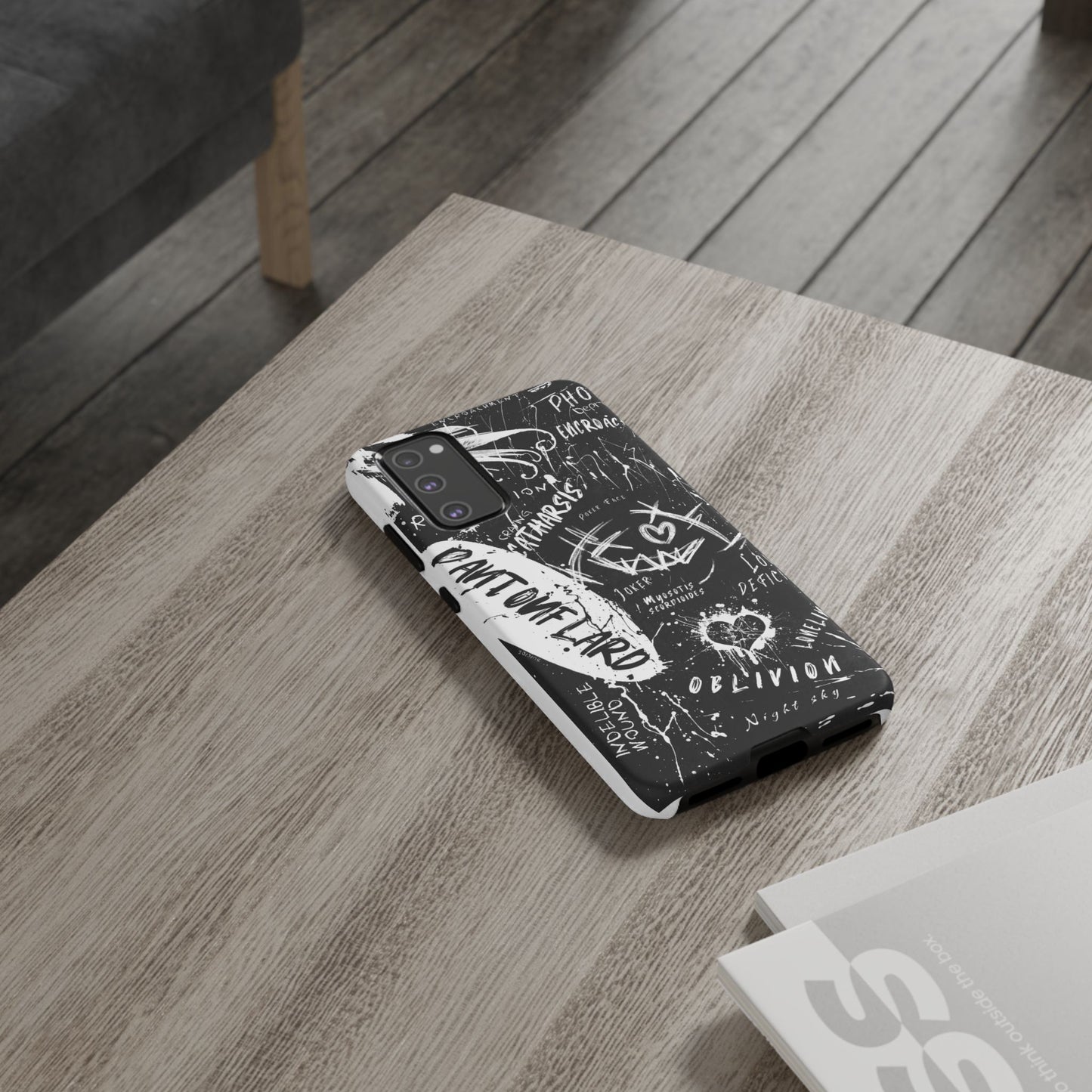 Fundas resistentes: funda atrevida para iPhone, Galaxy, Google Pixel, diseño de grafiti negro, estética urbana, regalo para amantes del arte, accesorios de teléfono modernos, estilo callejero