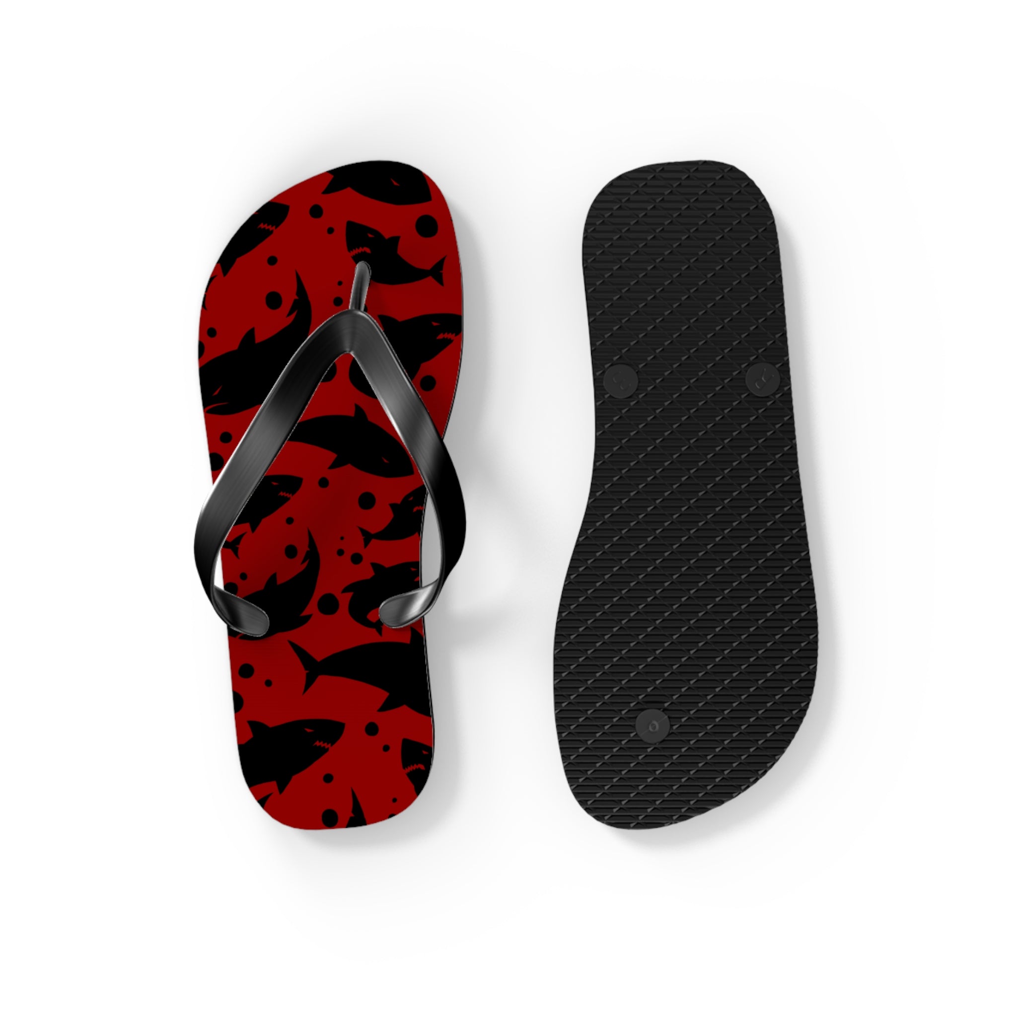 Unisex Red Black Shark Silhouette Pattern EVA Polyester Flip Flops