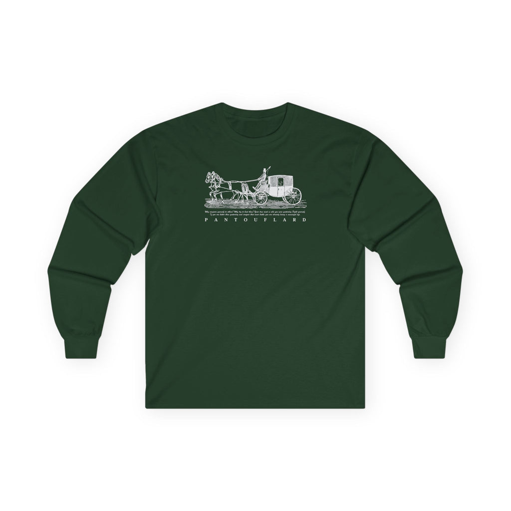 Unisex Black Pantouflard Carriage Cotton Long Sleeve Tee