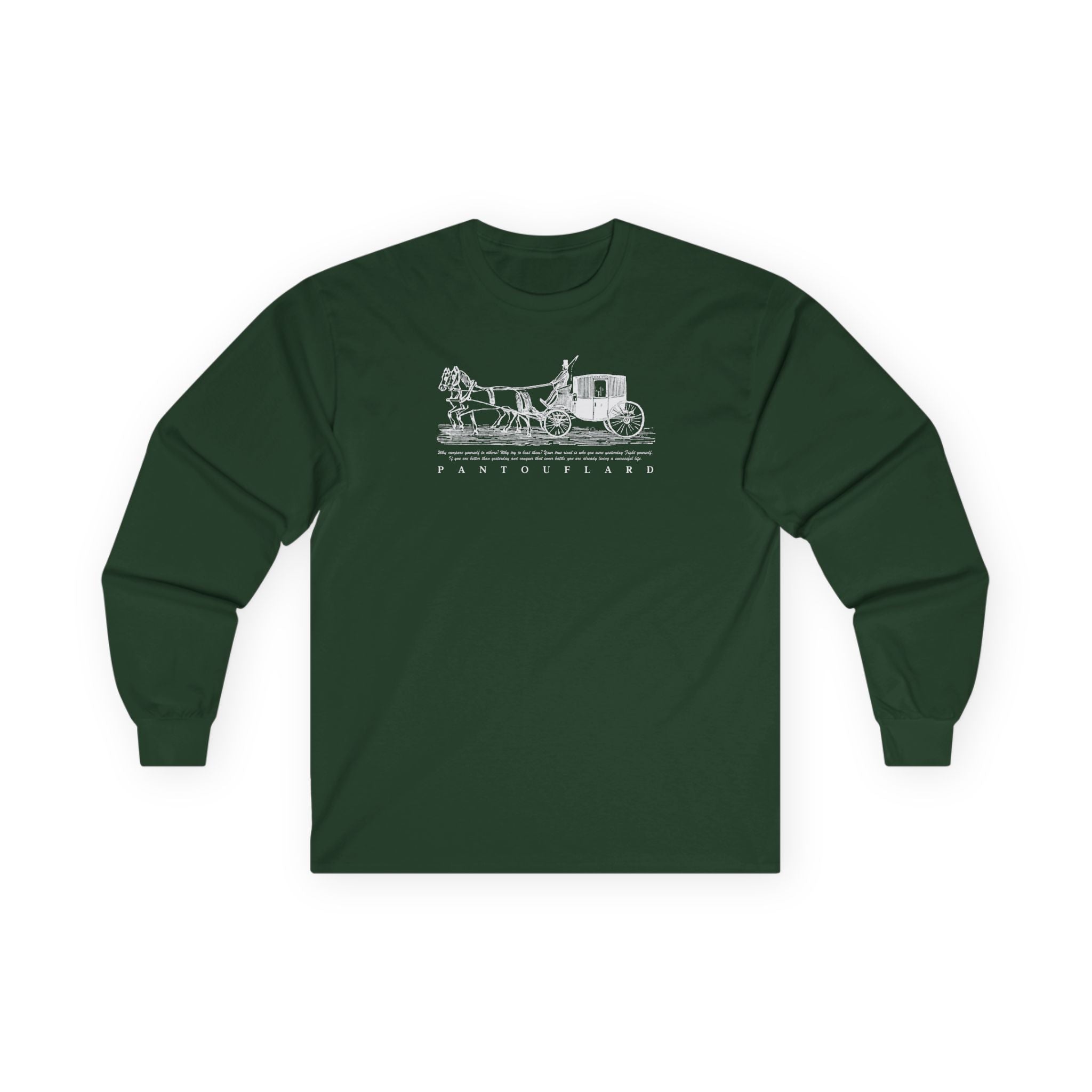 Unisex Black Pantouflard Carriage Cotton Long Sleeve Tee