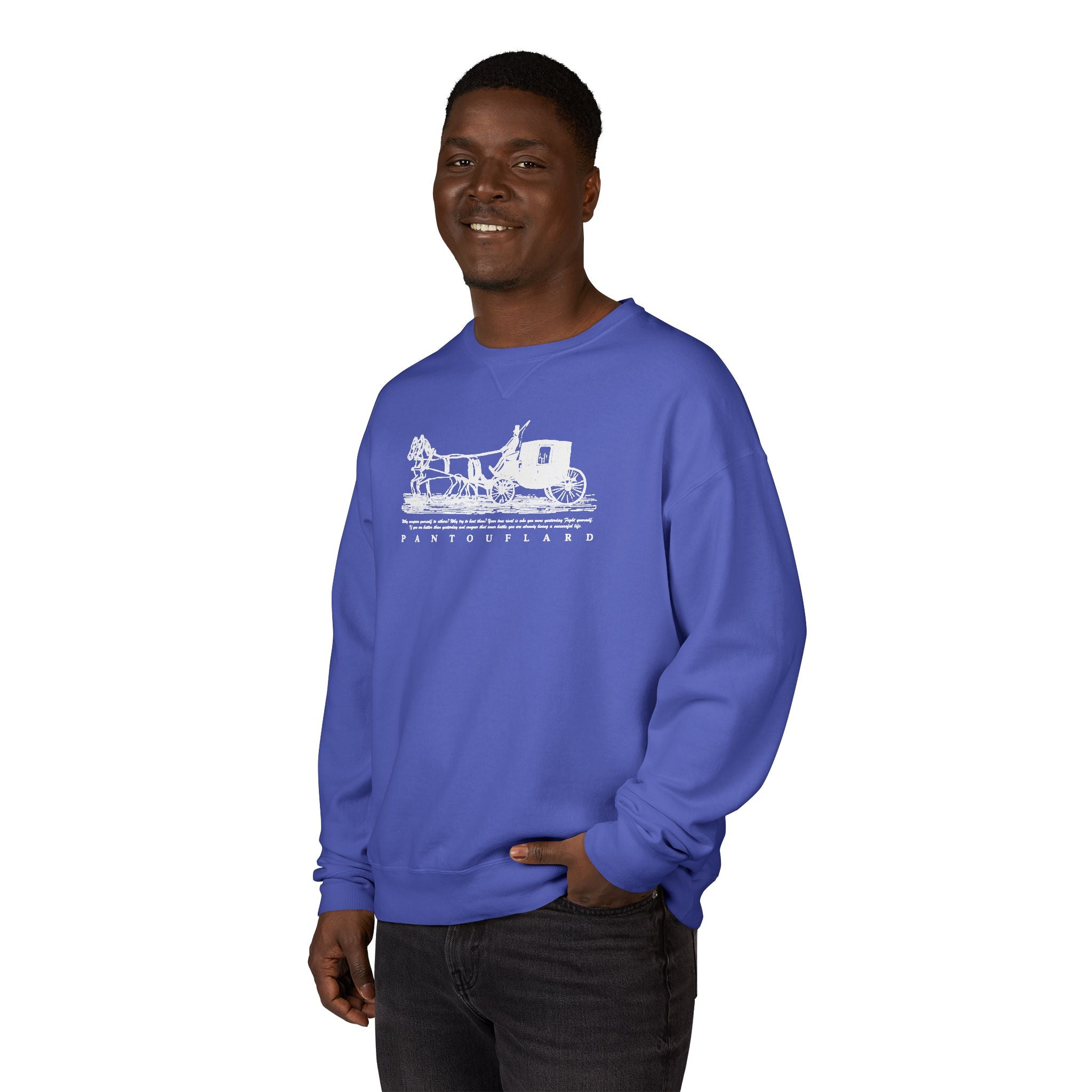 Old Money Equestrian Heritage Crewneck - The Nostalgic Journey II (Dark Academia Garment-Dyed Sweatshirt)