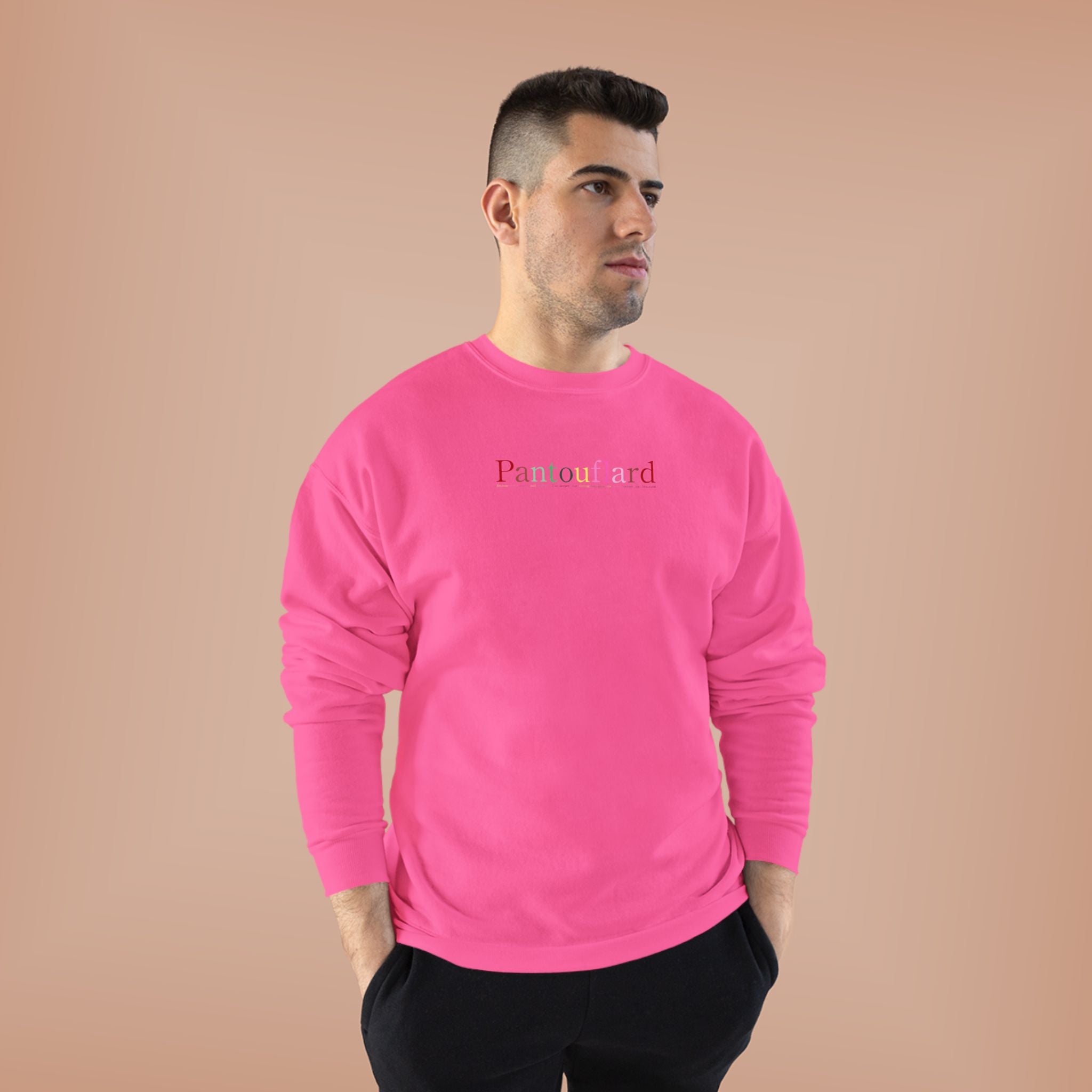 Sustainable Pantouflard Logo Crewneck - Hanes EcoSmart Fleece Sweatshirt (Essential Streetwear)