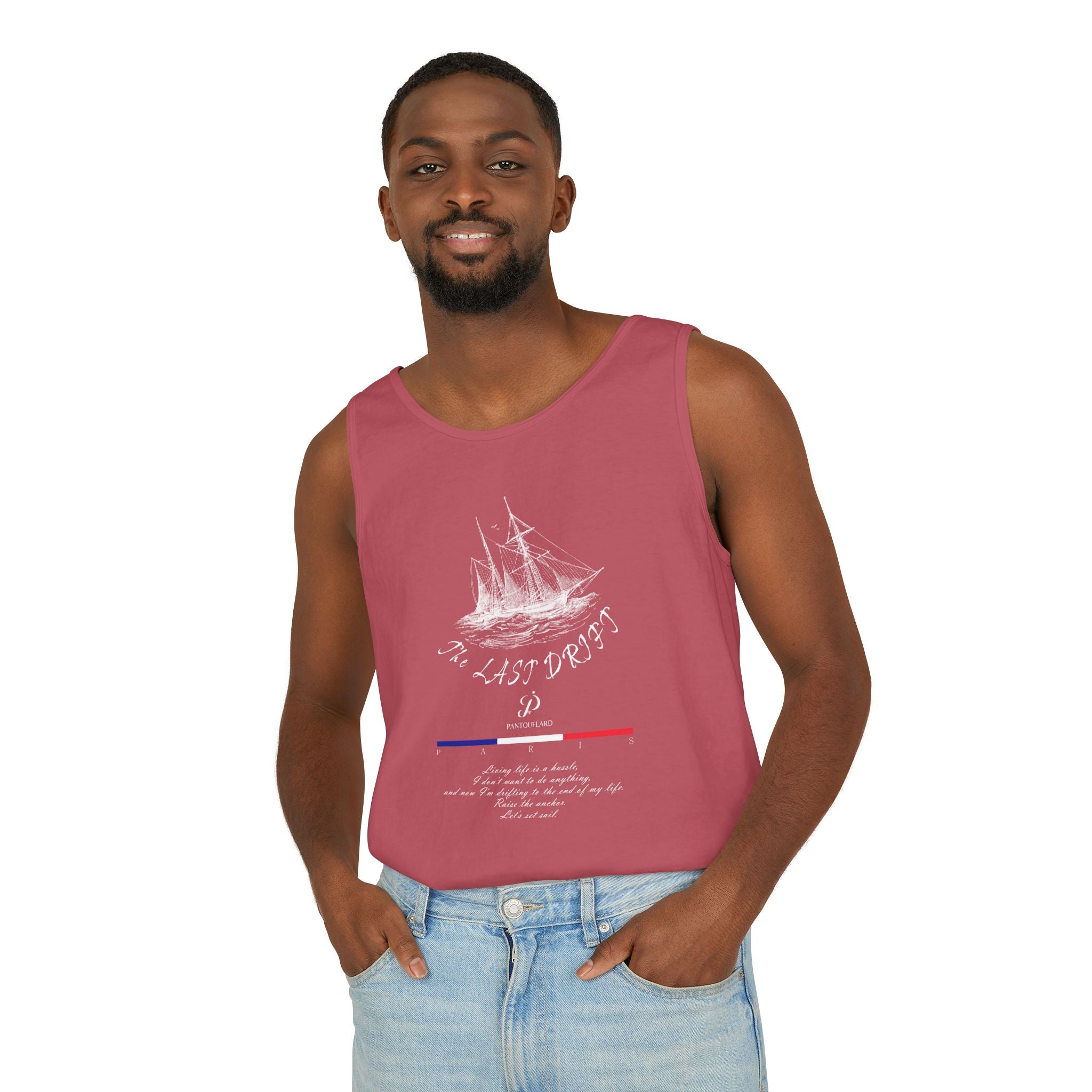 Unisex Black Last Drift Cotton Garment-Dyed Tank Top
